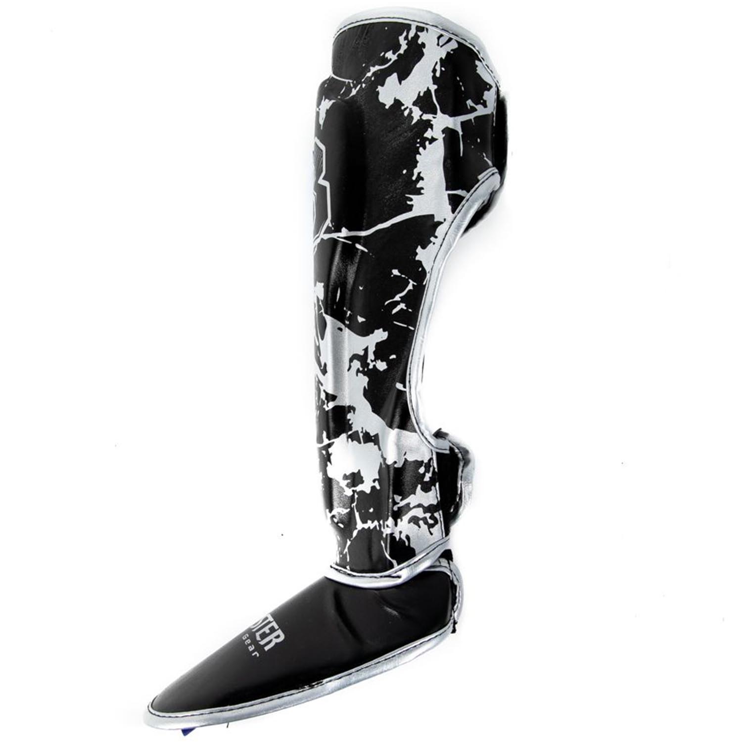 Booster Shin Guards, Kids, Marble, black-silver, XS