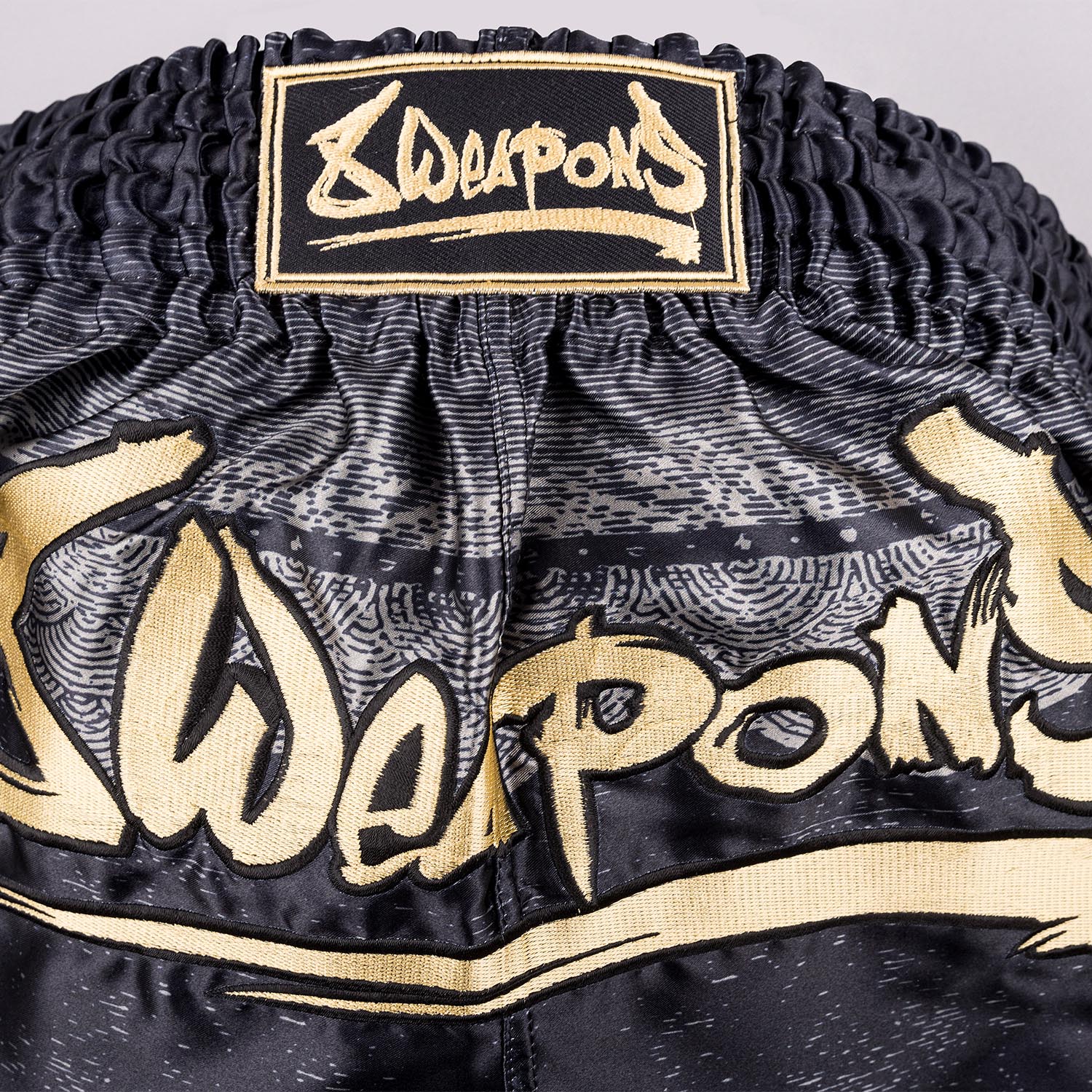 8 WEAPONS Muay Thai Shorts, Hanuman, black-gold, XXL