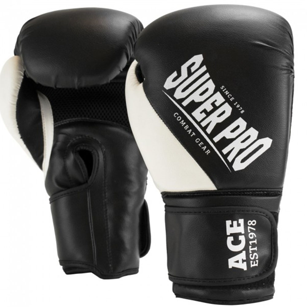 Super Pro Boxhandschuhe, ACE, schwarz-weiß