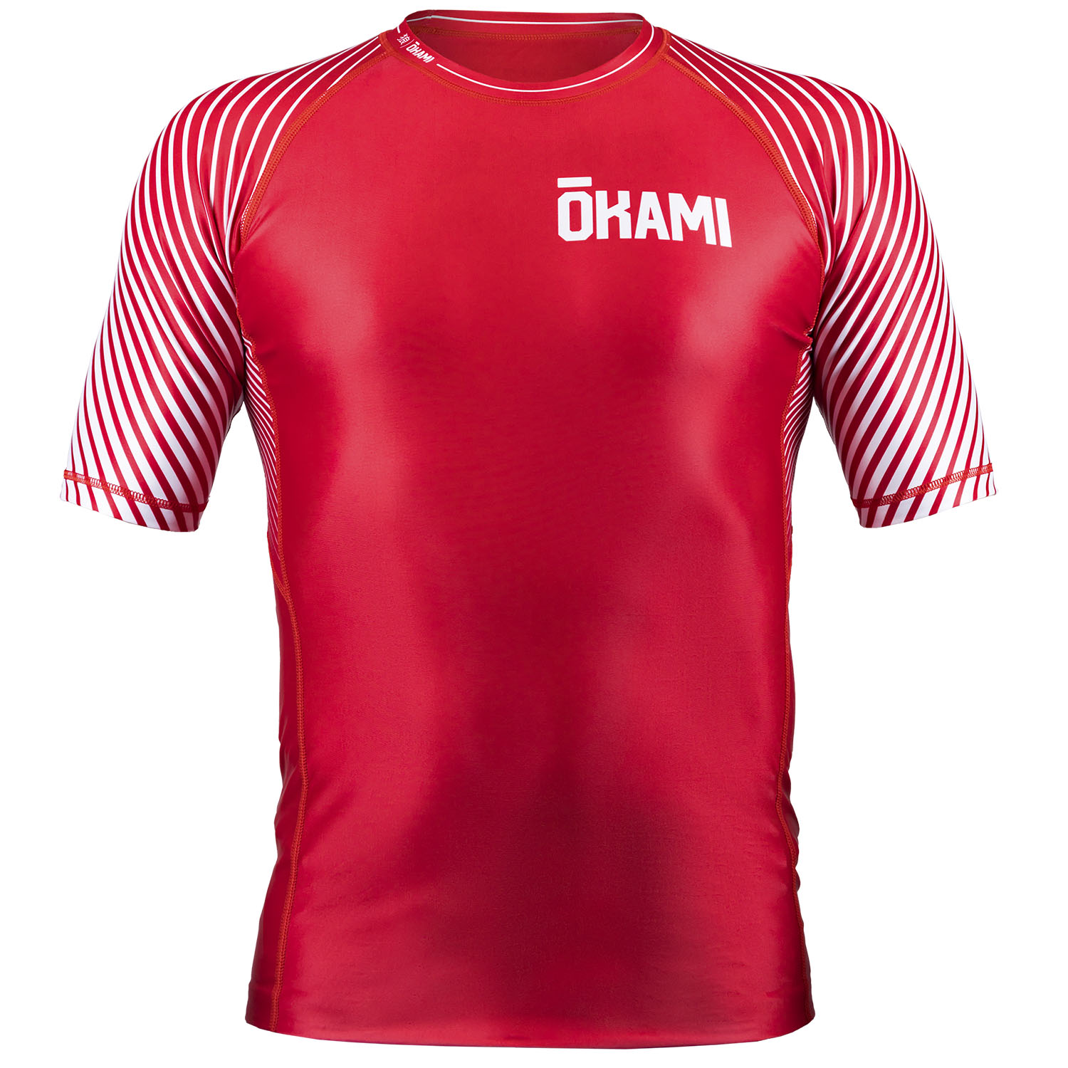 OKAMI Rashguard, S/S, Big Kanji, red, L