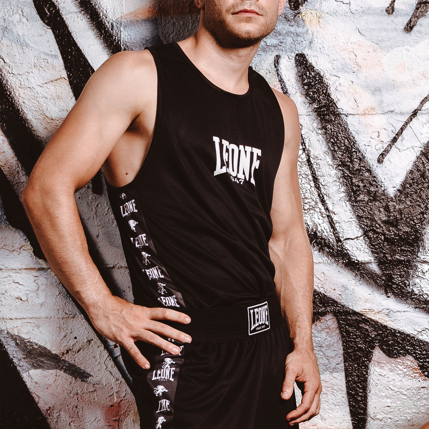 LEONE Boxing Top, Singlet, Ambassador, AB218, schwarz, S