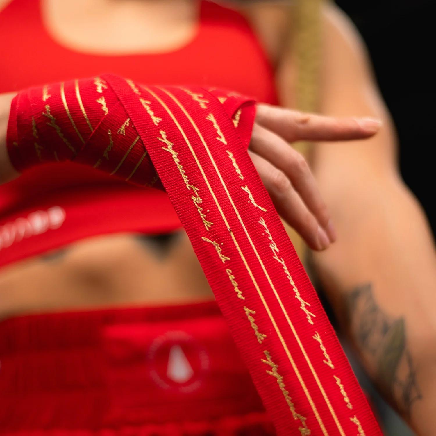 ATHENA Hand Wraps, Nerio, semi elastic, 4.5 m, red-gold
