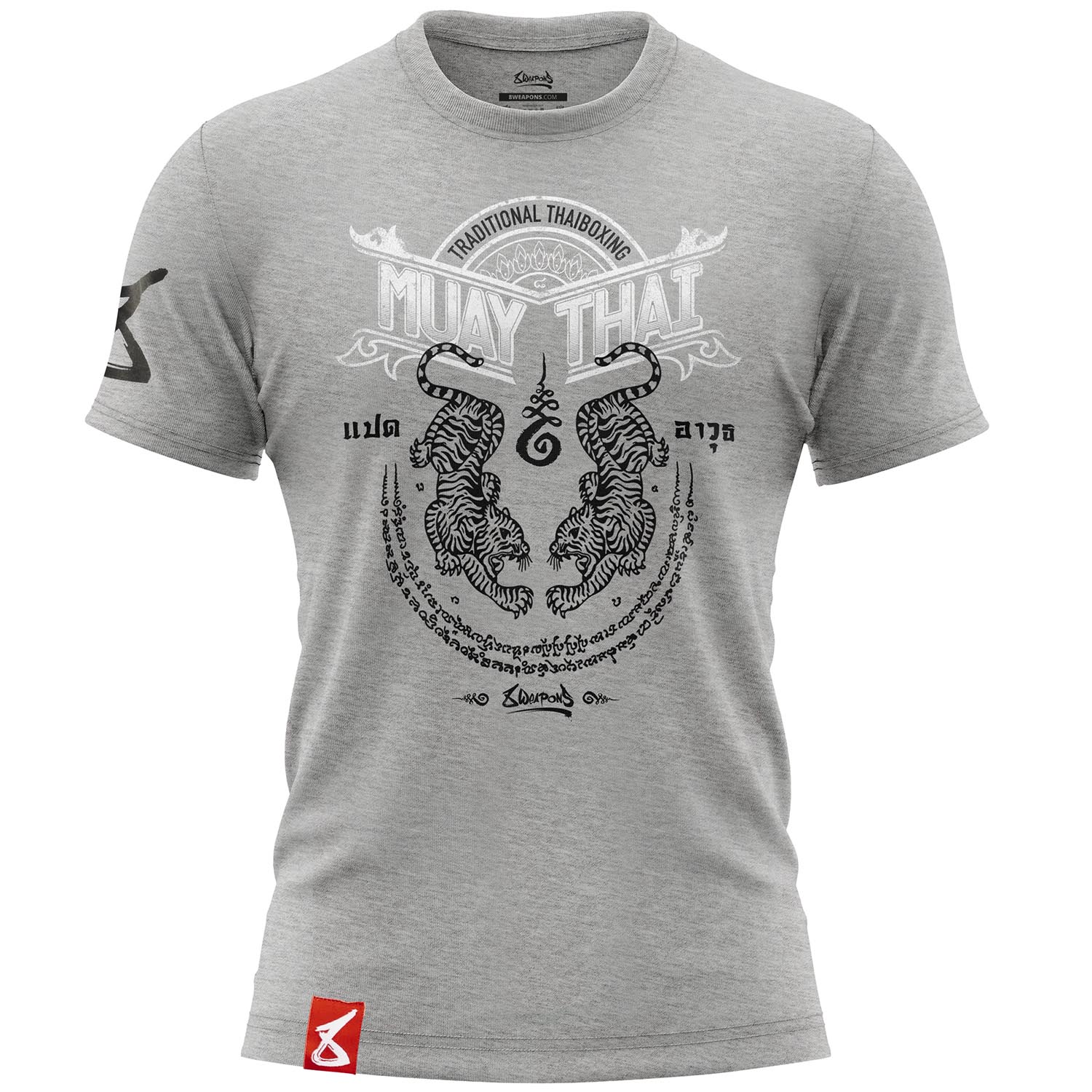 8 WEAPONS T-Shirt, Sak Yant Tigers, grau, S