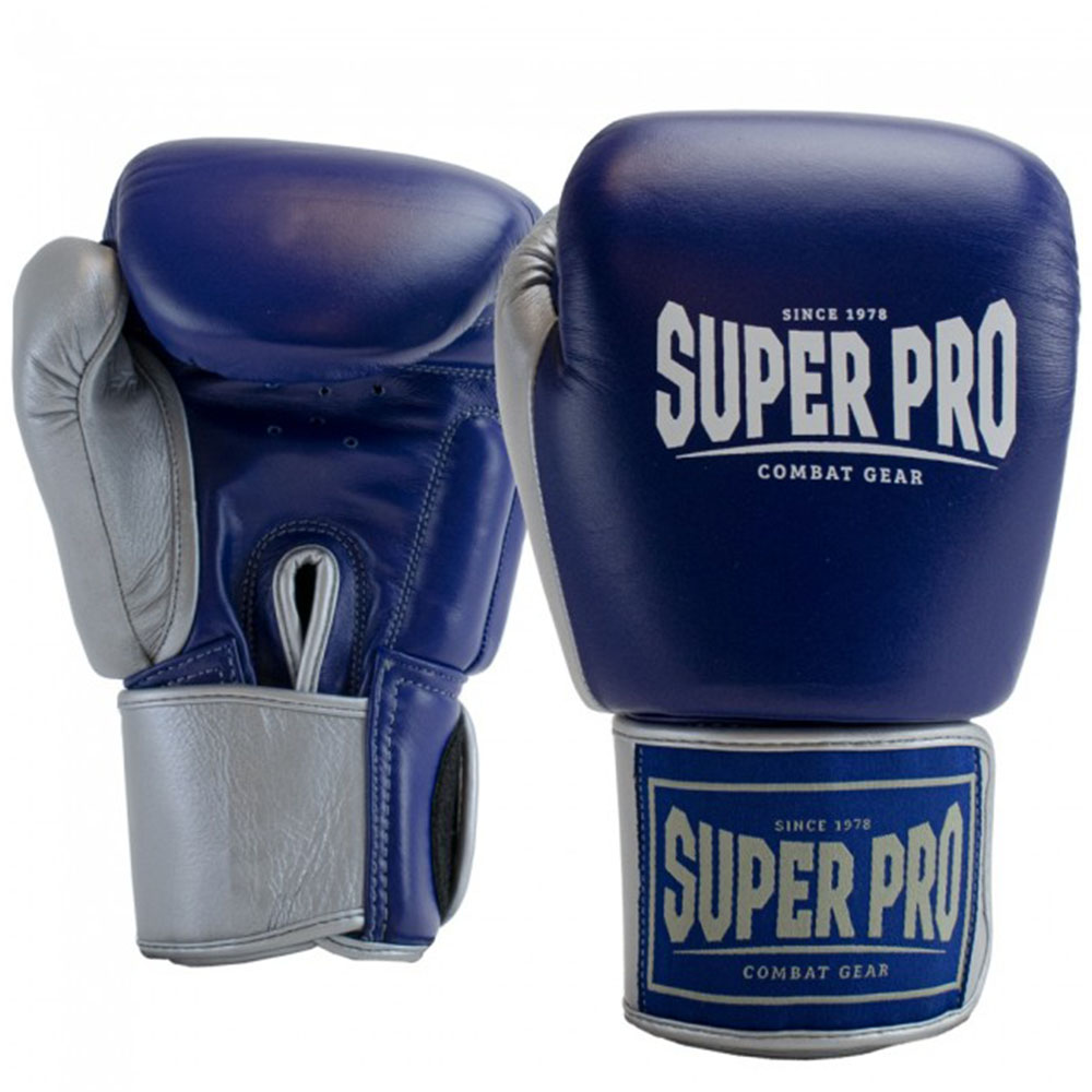 Super Pro Boxing Gloves, Enforcer, blue-silver