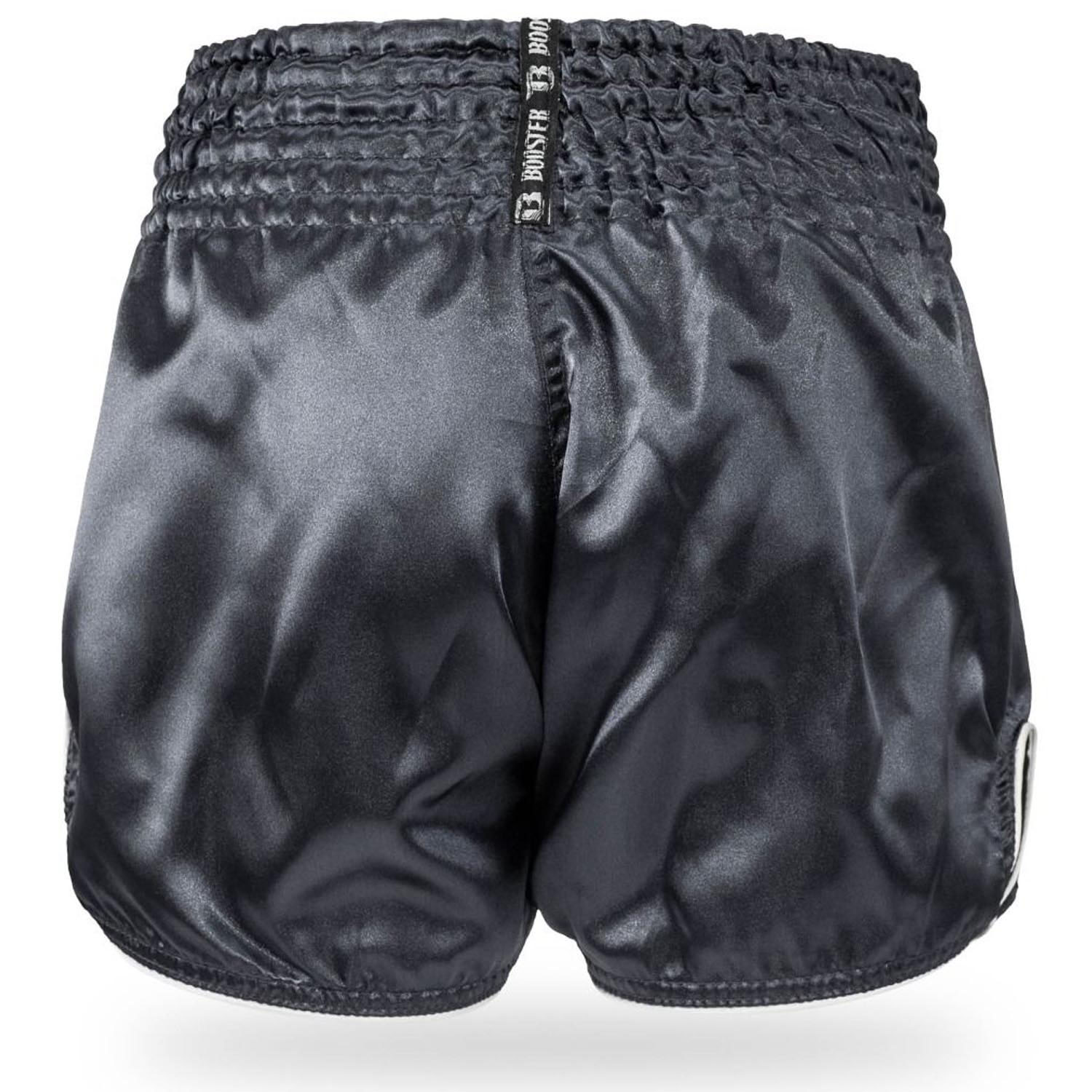 Booster Muay Thai Shorts, Plain V2, schwarz-weiß, S