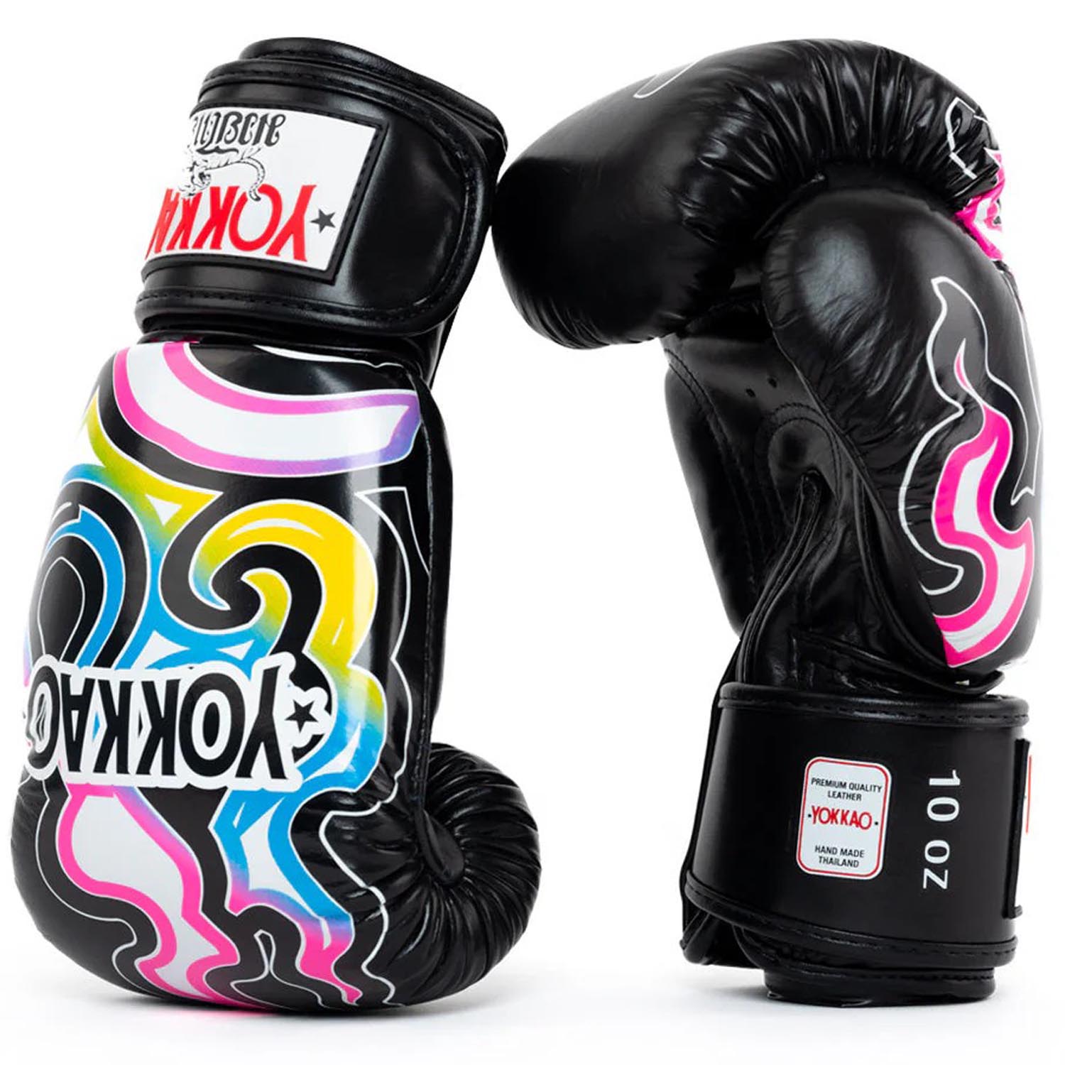 YOKKAO Boxing Gloves, Flames, black, 16 Oz