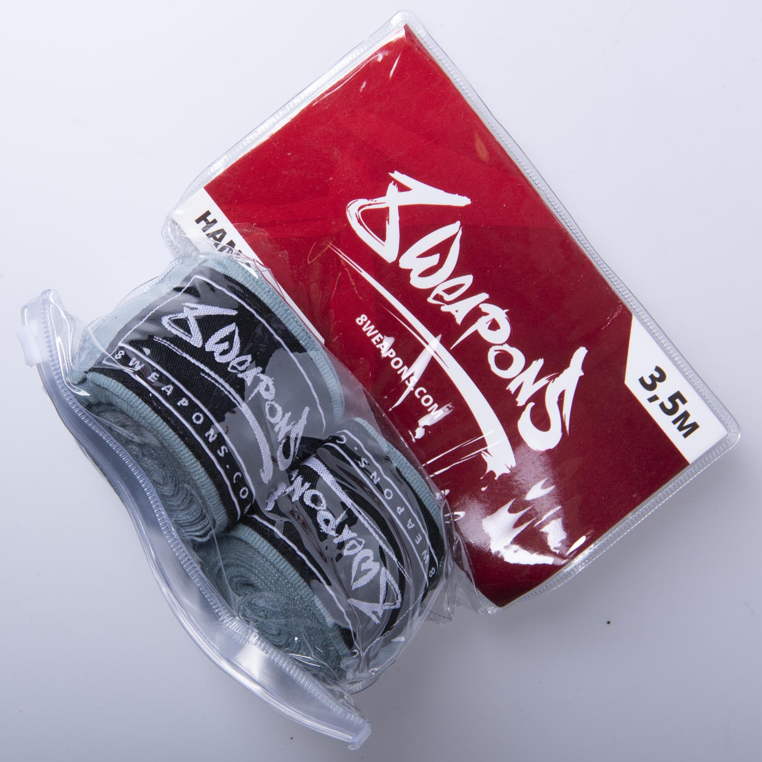 8 WEAPONS Hand Wraps, semi-elastic, 3,5 m, grey