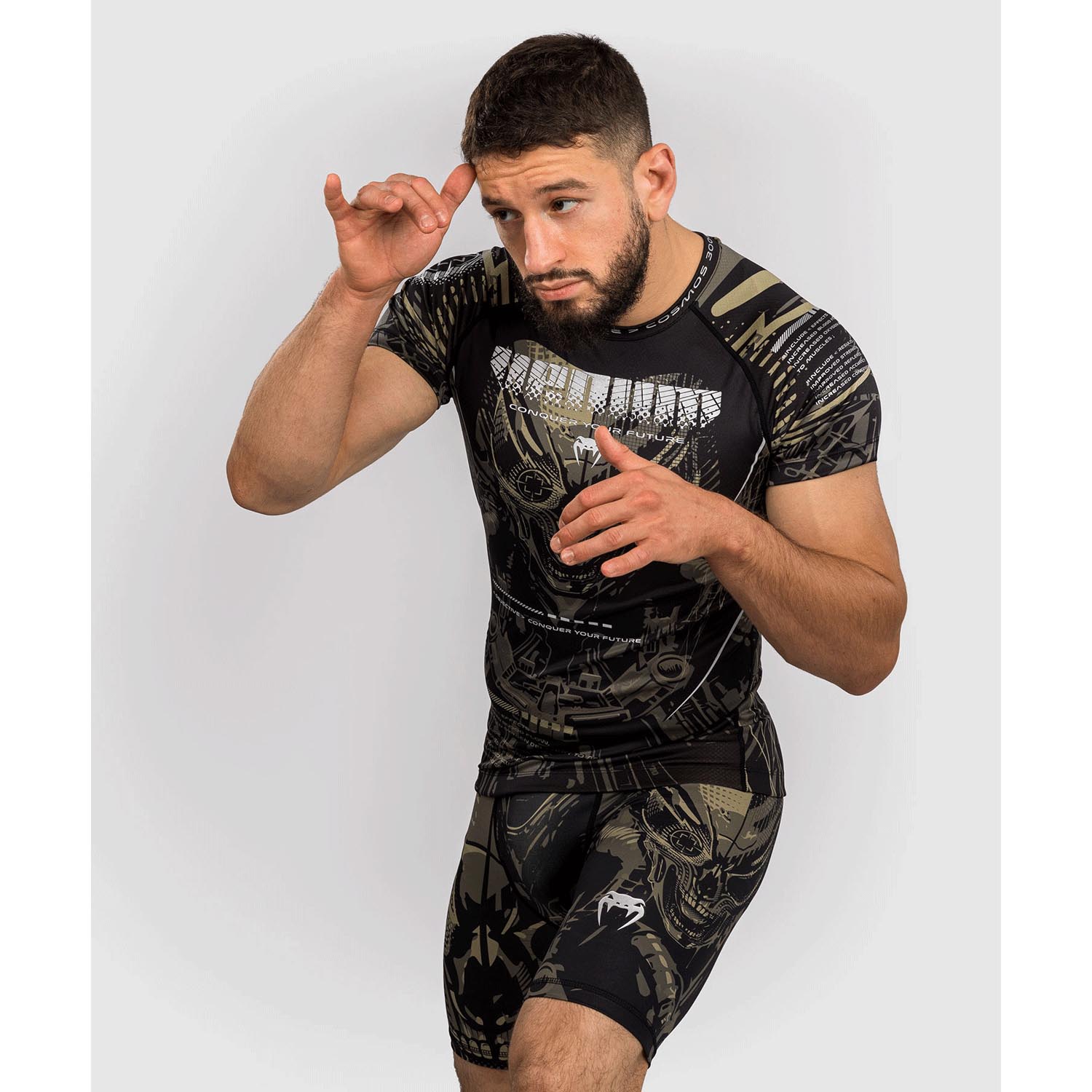 VENUM Rashguard, S/S, Invader, black-sand, XXL
