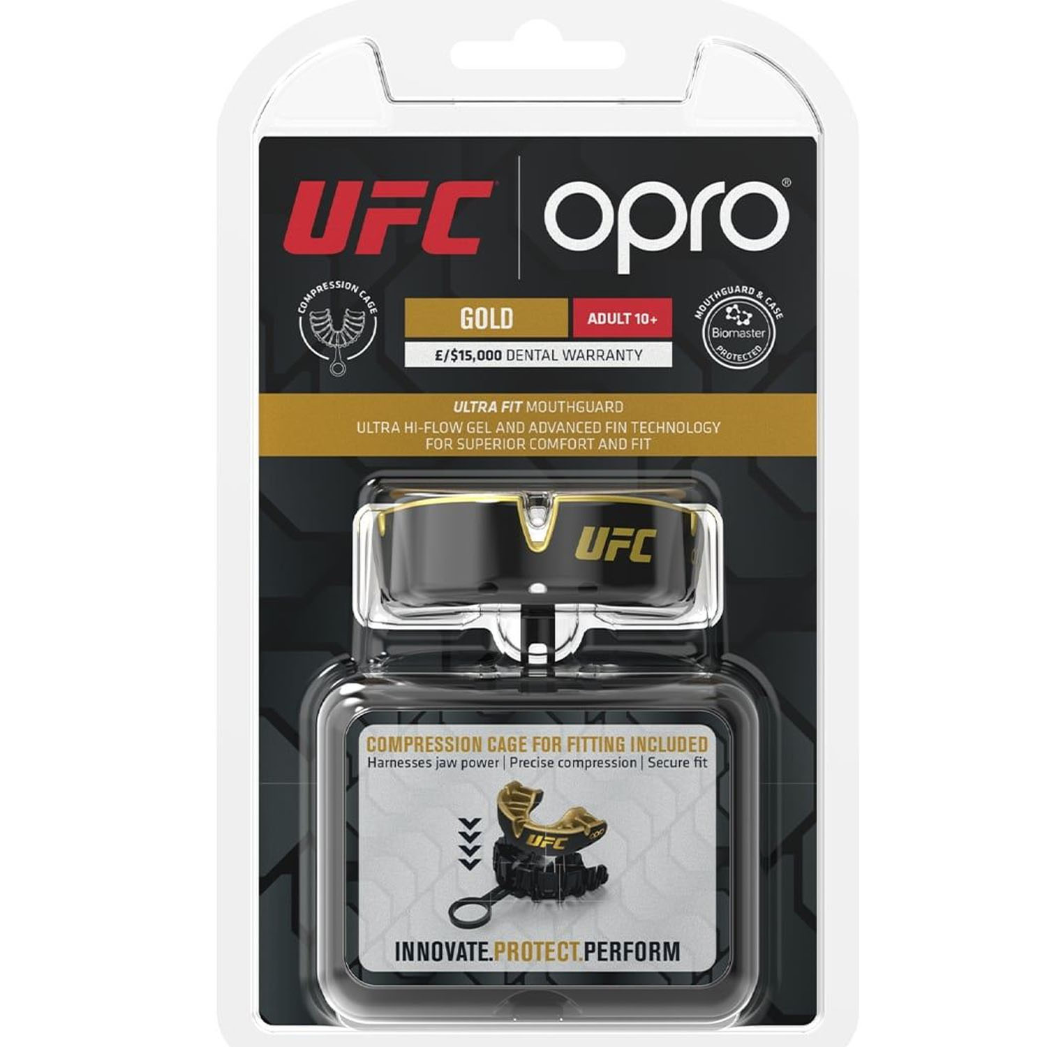 OPRO Mouth Guard, Gold 2022, UFC, black-gold