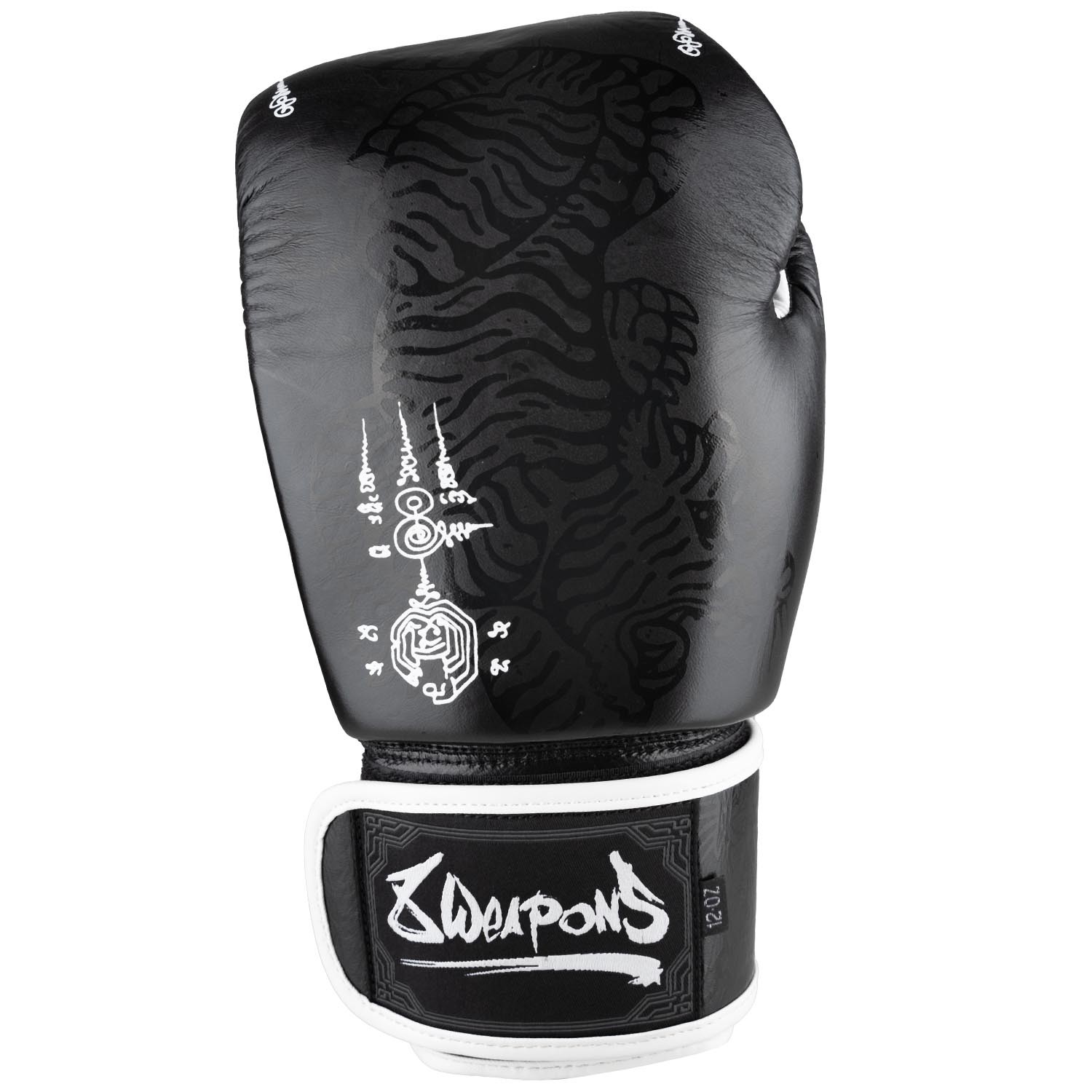 8 WEAPONS Boxing Gloves, Sak Yant Big Tiger, black-black, 14 Oz