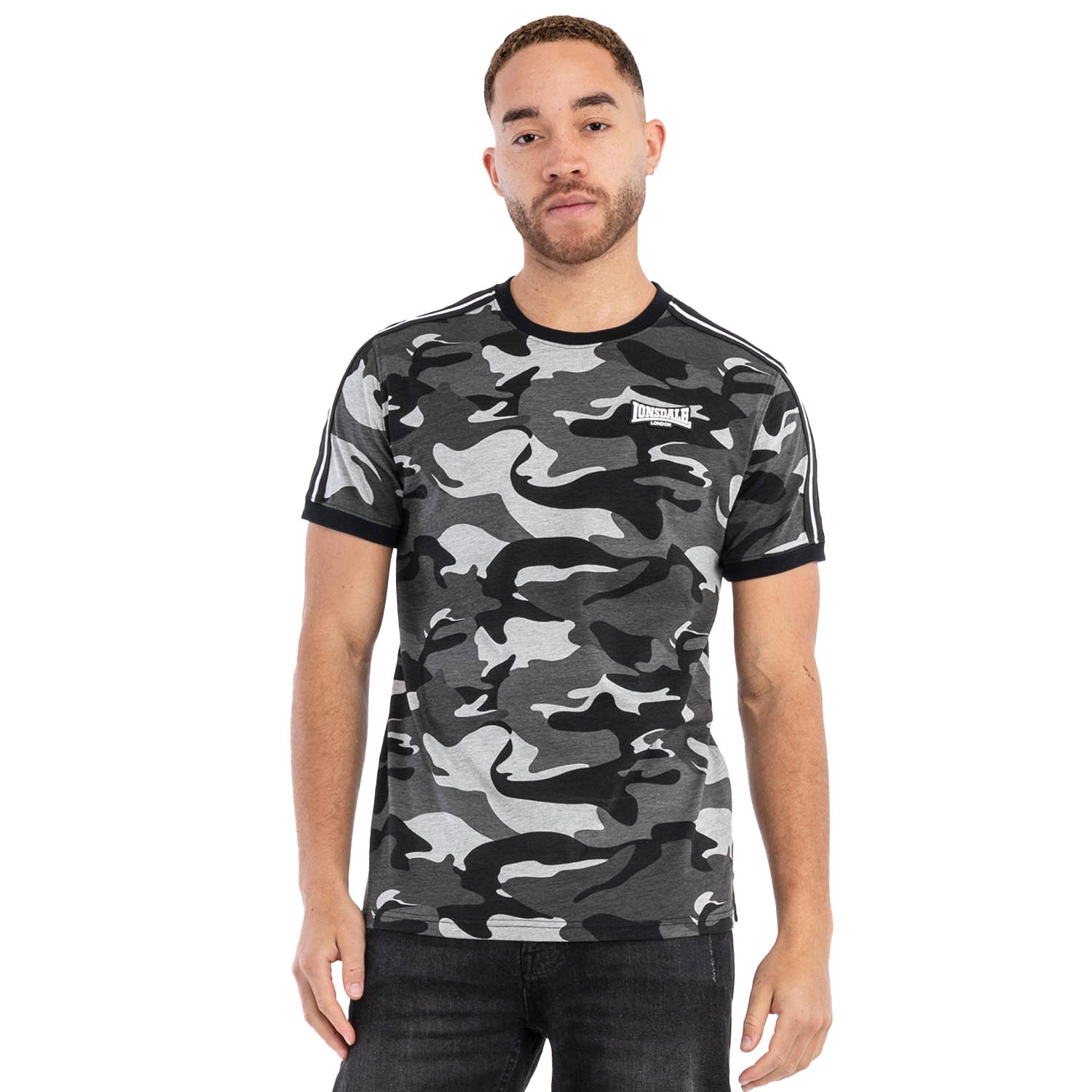 Lonsdale T-Shirt, Gunnista, camo grey