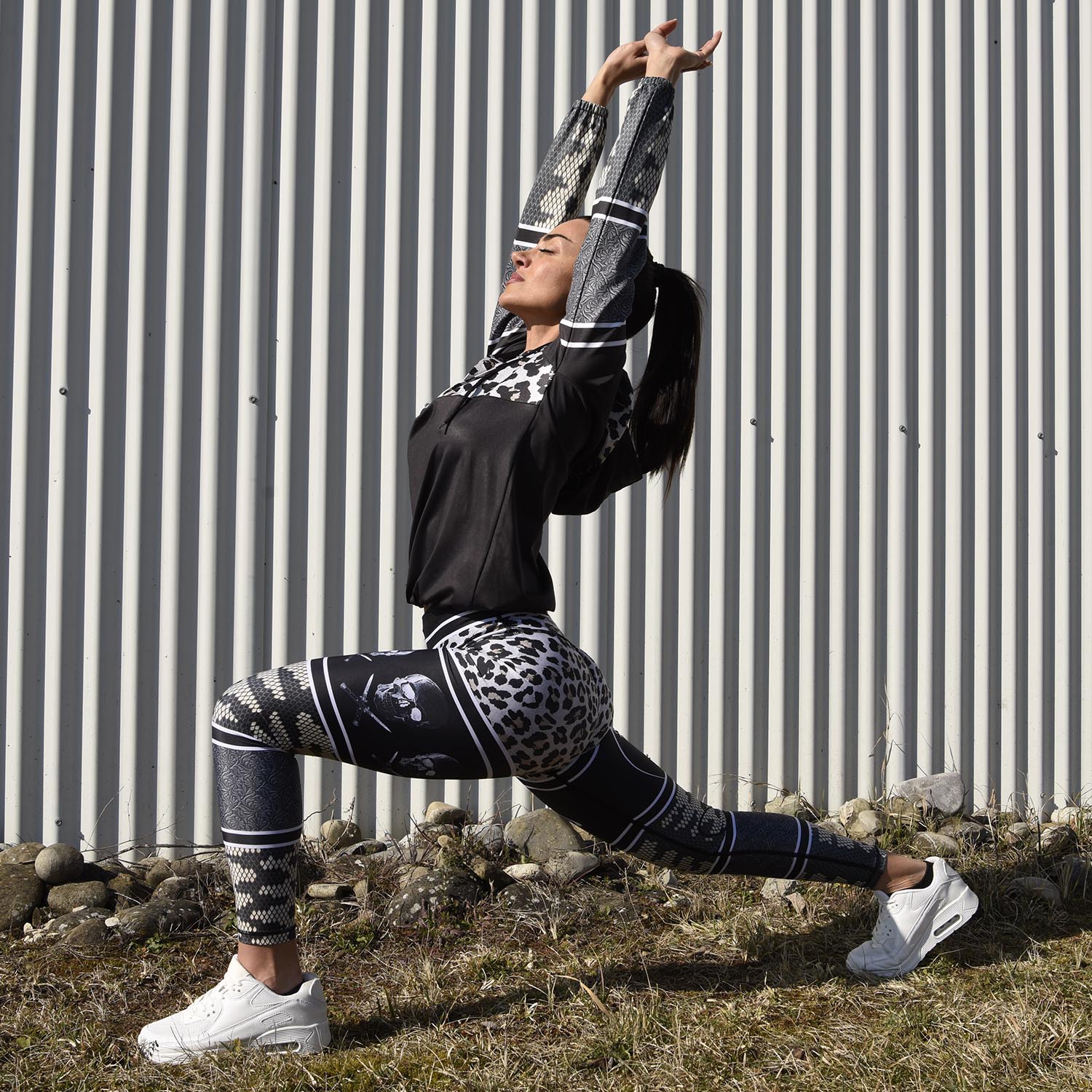 Anarchy Apparel Leggings, Stratum, schwarz-beige, S