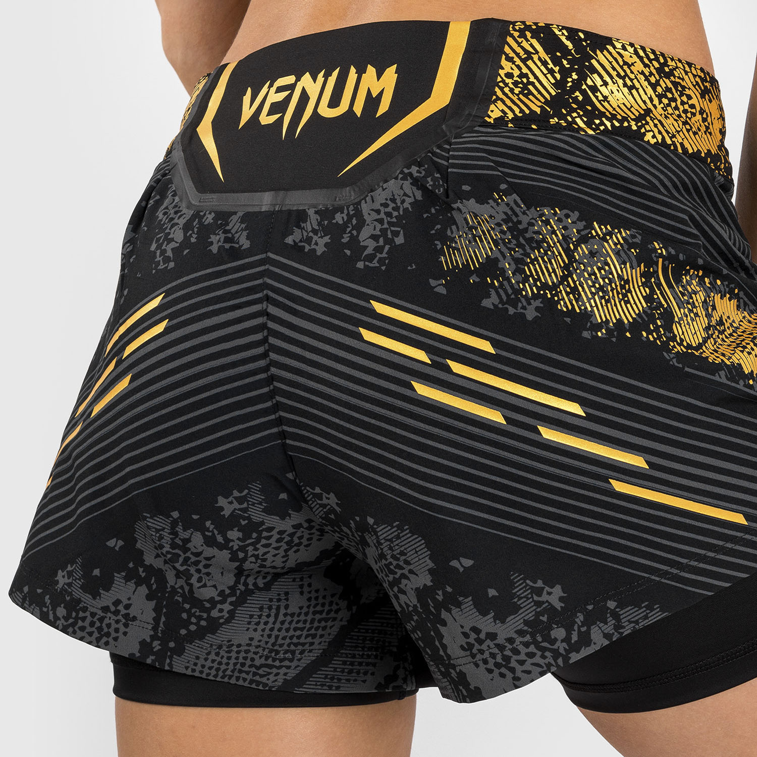 VENUM MMA Fight Shorts, Damen, UFC Fight Night, Adrenaline, schwarz-gold, XS