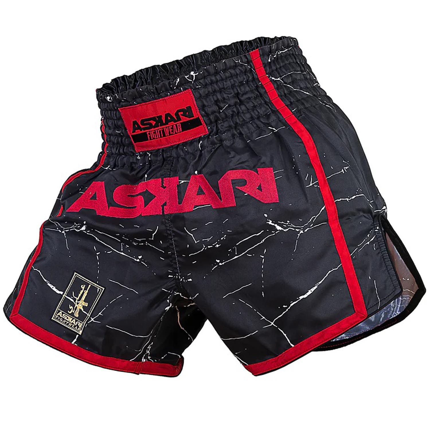 ASKARI Muay Thai Shorts, Carrara, black-red, XXL