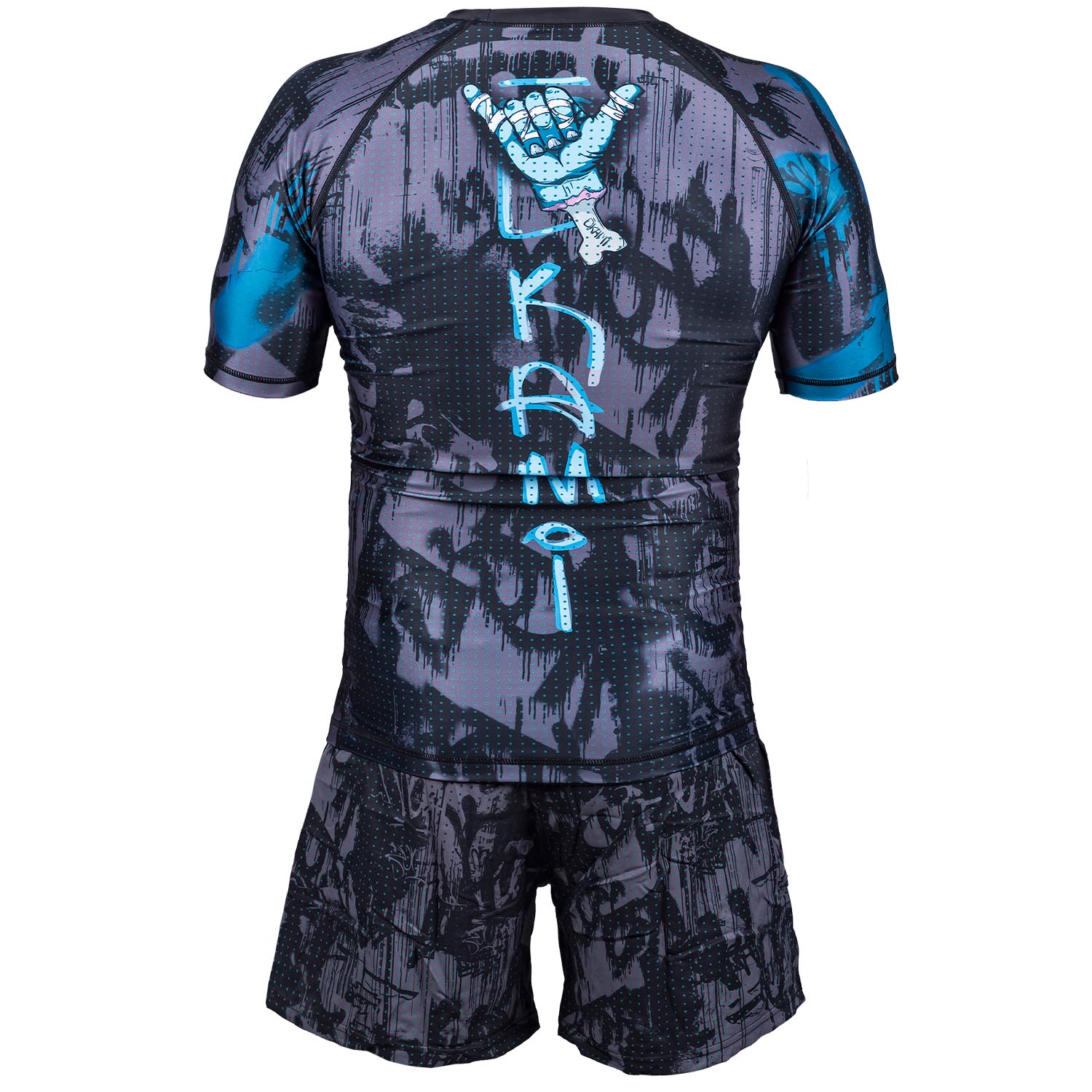 OKAMI MMA Fight Shorts, Hang Loose, grau-blau, S