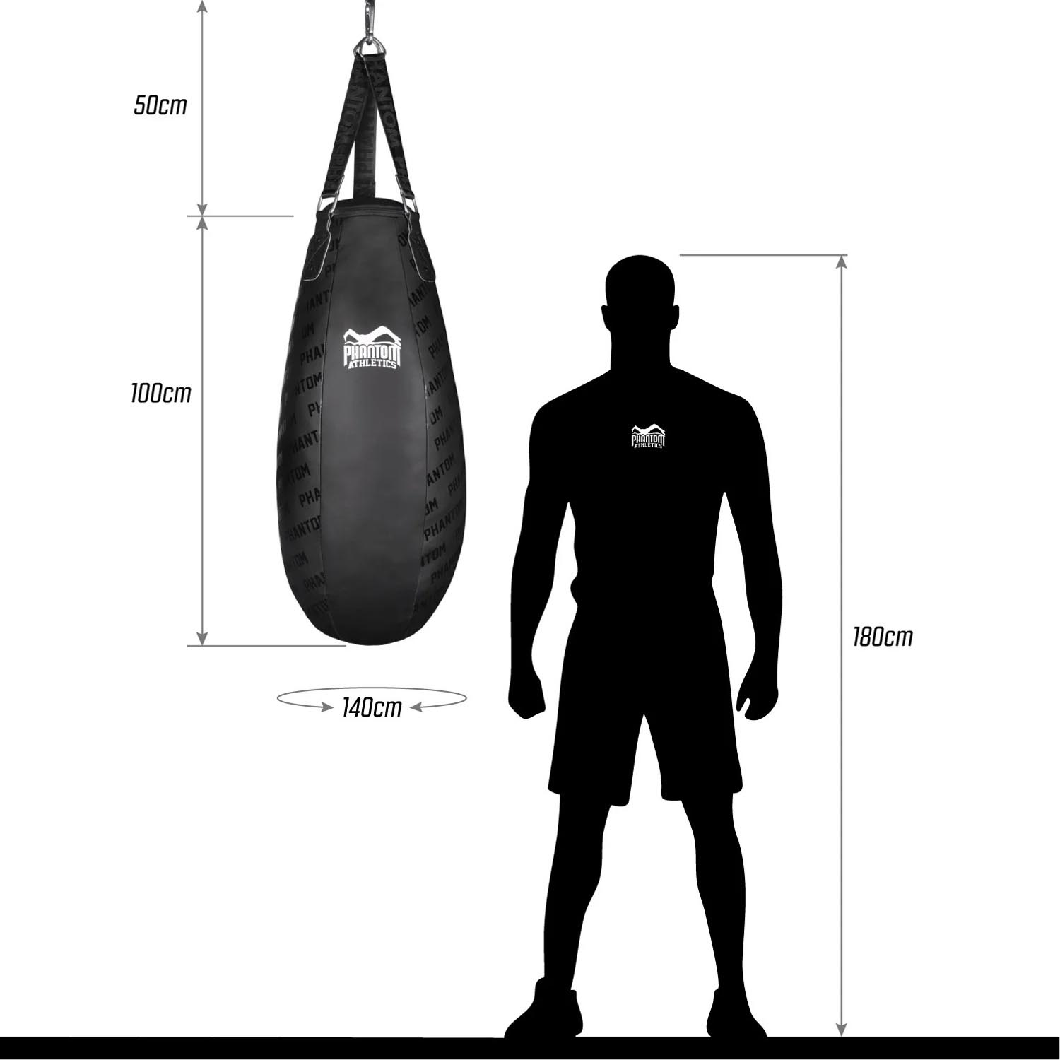 Phantom Athletics, Boxing Bag, Bodyshot, black, 28 kg, 100 cm