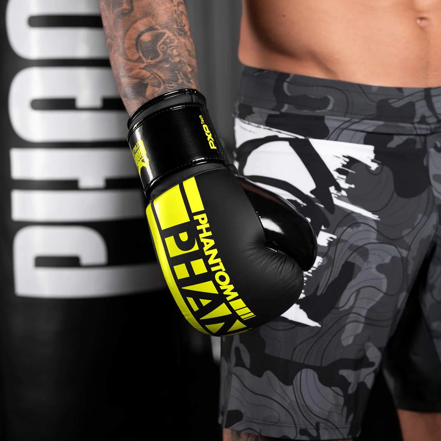 Phantom Athletics Boxhandschuhe, Apex, schwarz-neongelb, 12 Oz
