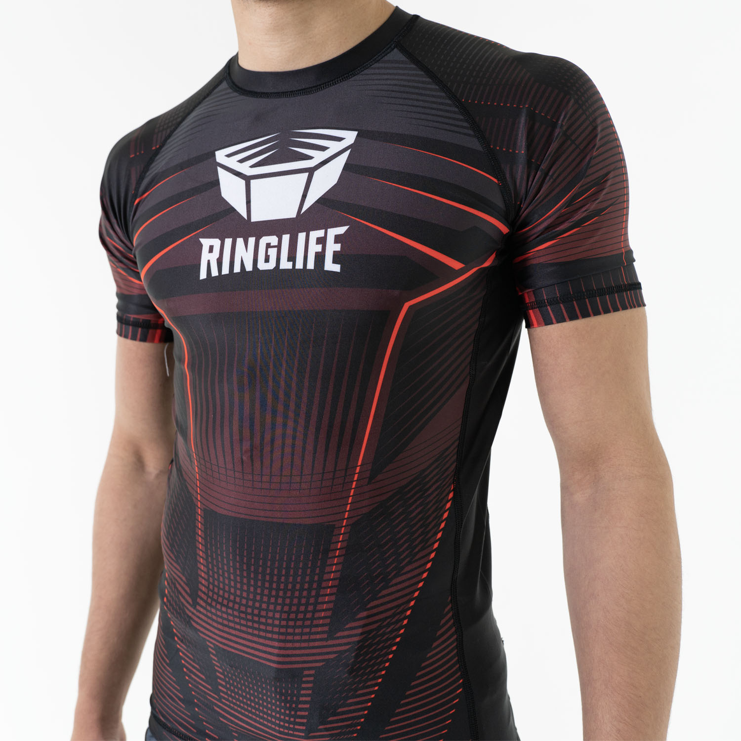 RINGLIFE Rashguard, S/S - Octaring schwarz-rot 3XL