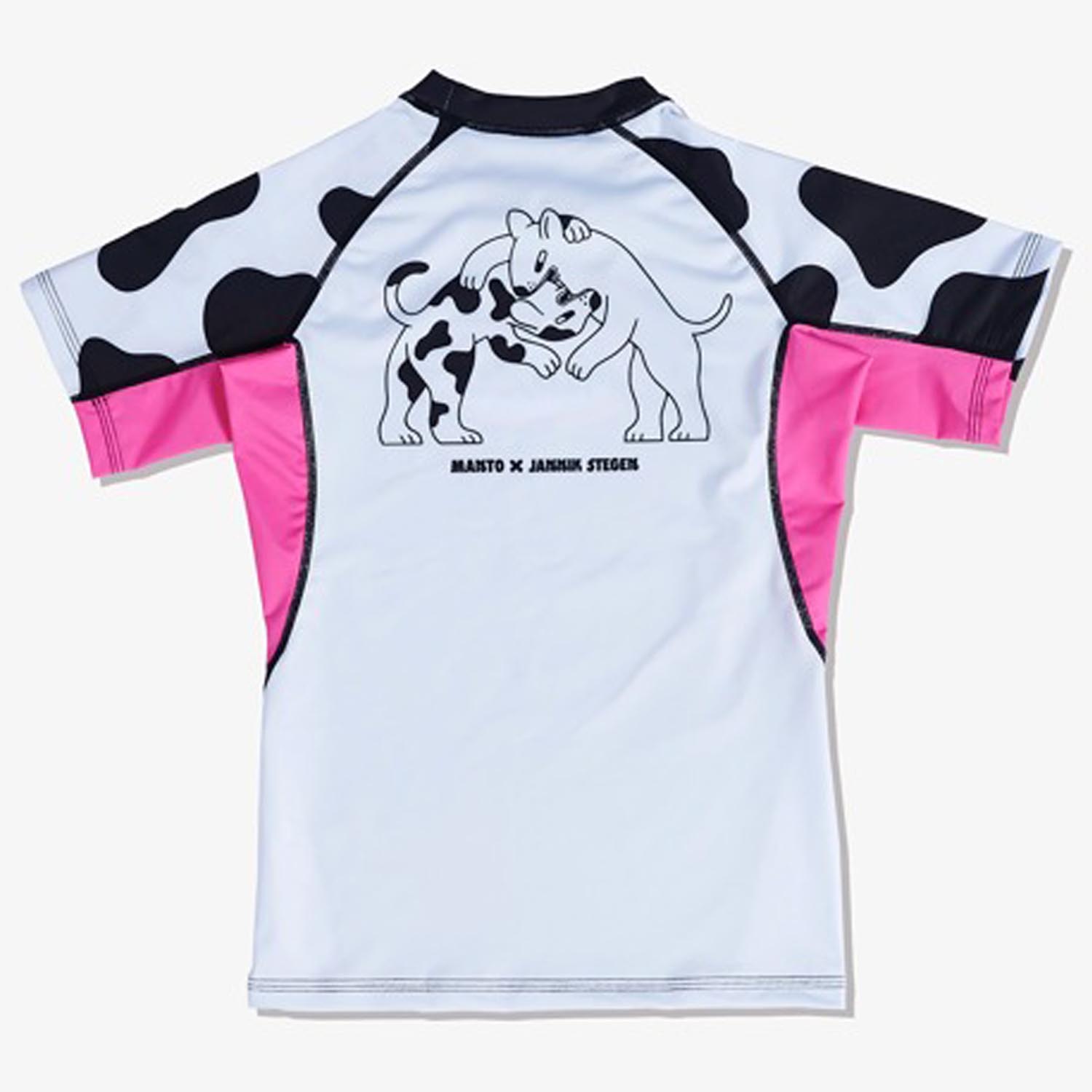 MANTO Rashguard, Kids, S/S, Dogs, black-pink, L