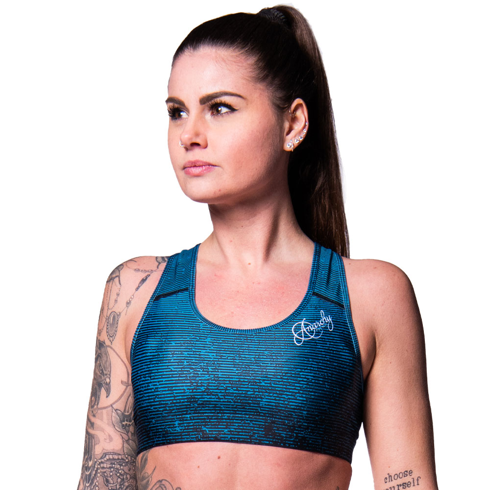 Anarchy Apparel Sports Bra, Aqua Stripe, türkis