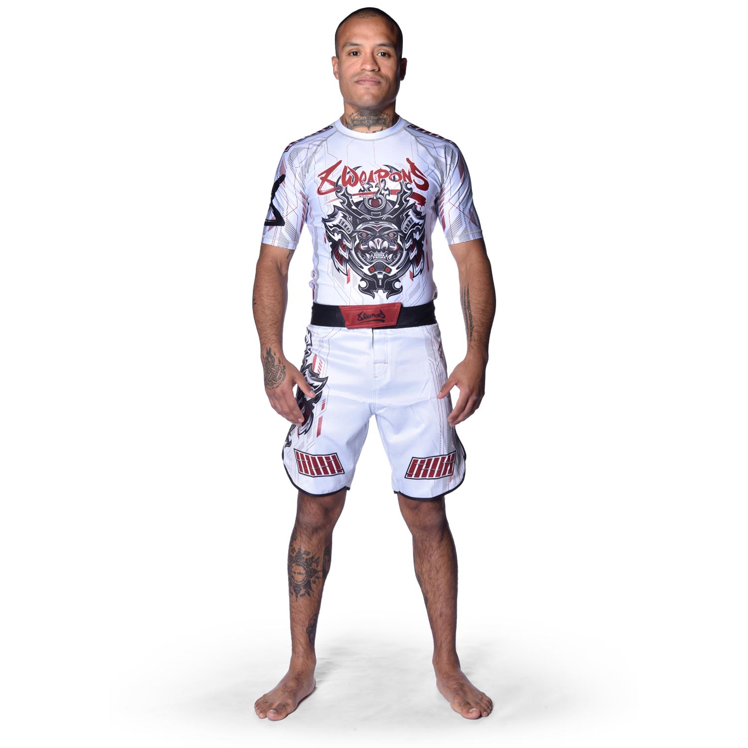 8 WEAPONS Fight Shorts, Samurai 2.0, white-red, XXL