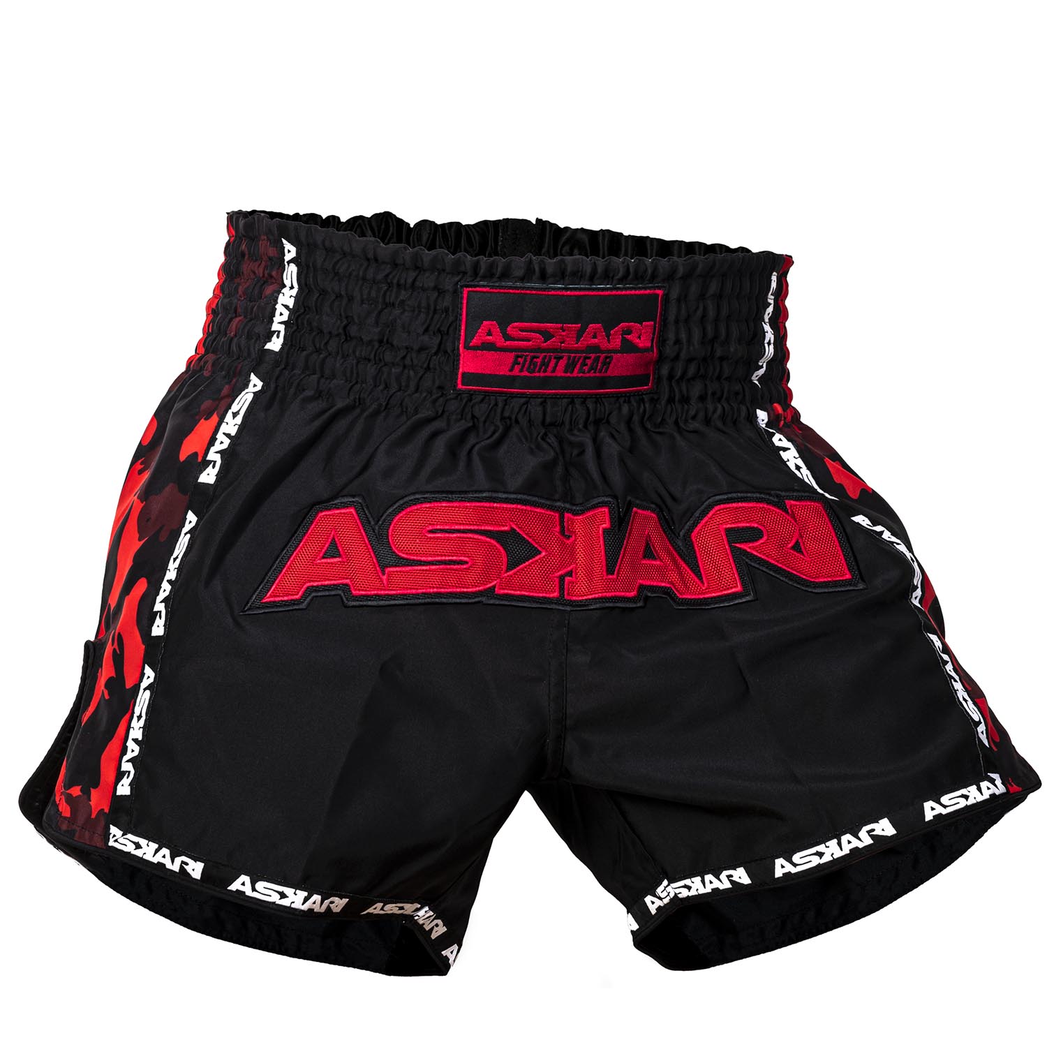 ASKARI Muay Thai Shorts, Sahara, schwarz-rot, S