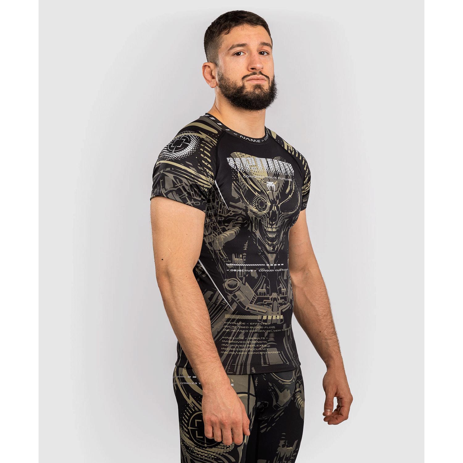 VENUM Rashguard, S/S, Invader, black-sand, XXL