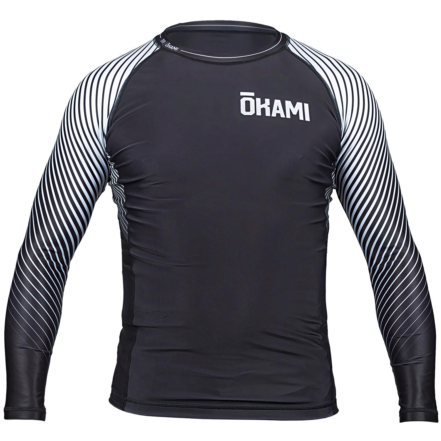 OKAMI Rashguard, L/S, Big Kanji, schwarz-weiß, M