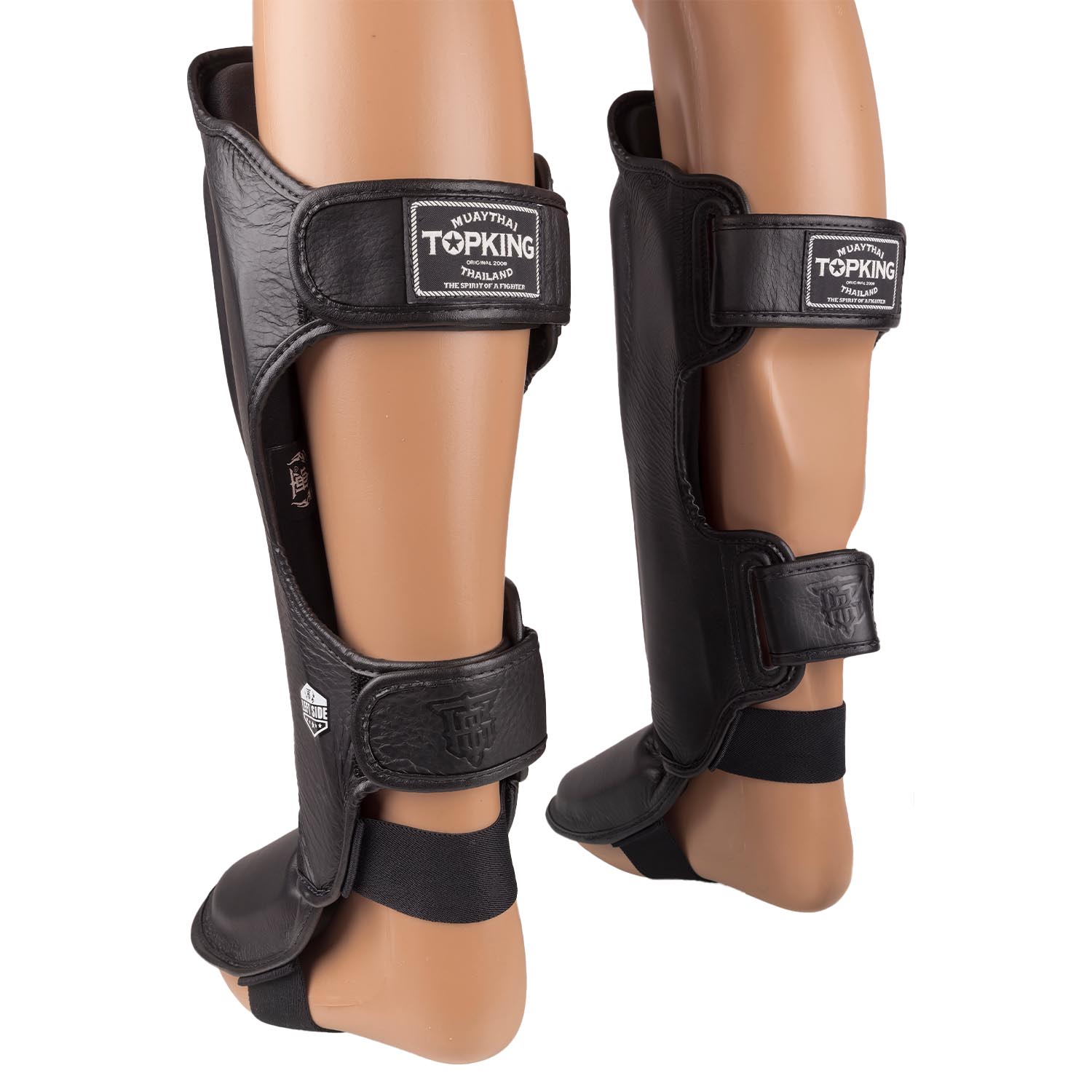 TOP KING BOXING Shin Guards, Pro Genuine Leather, black, XL