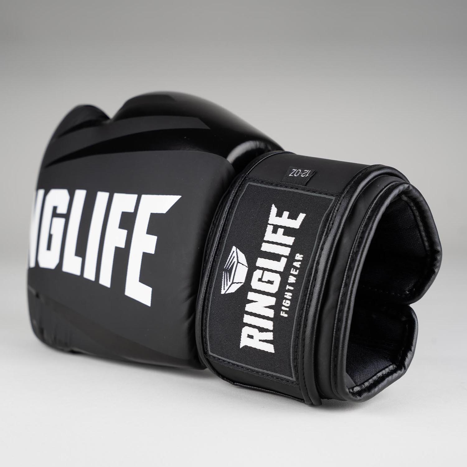 RINGLIFE Boxing Gloves, No.1, black-white, 12 Oz