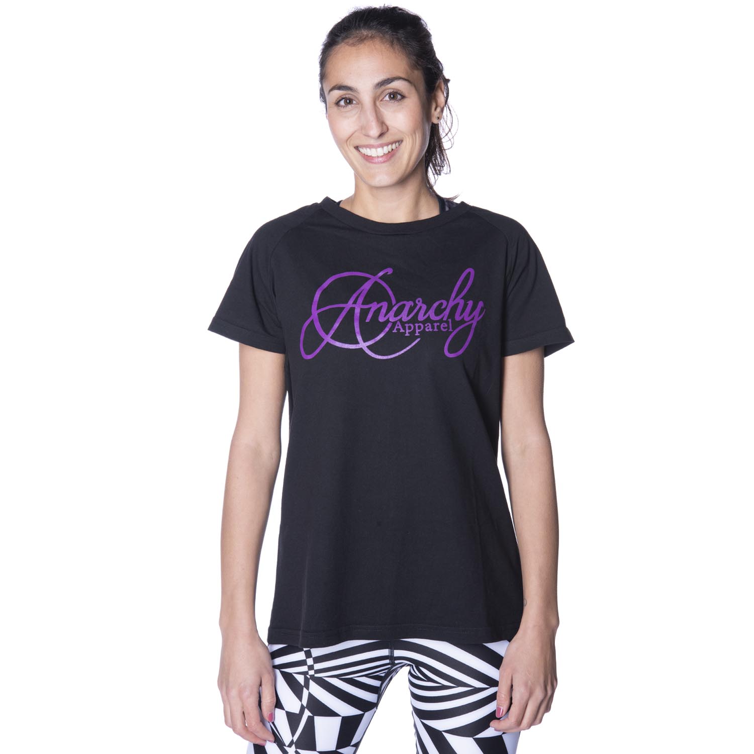 Anarchy Apparel T-Shirt, Raglan Corpus, black -purple