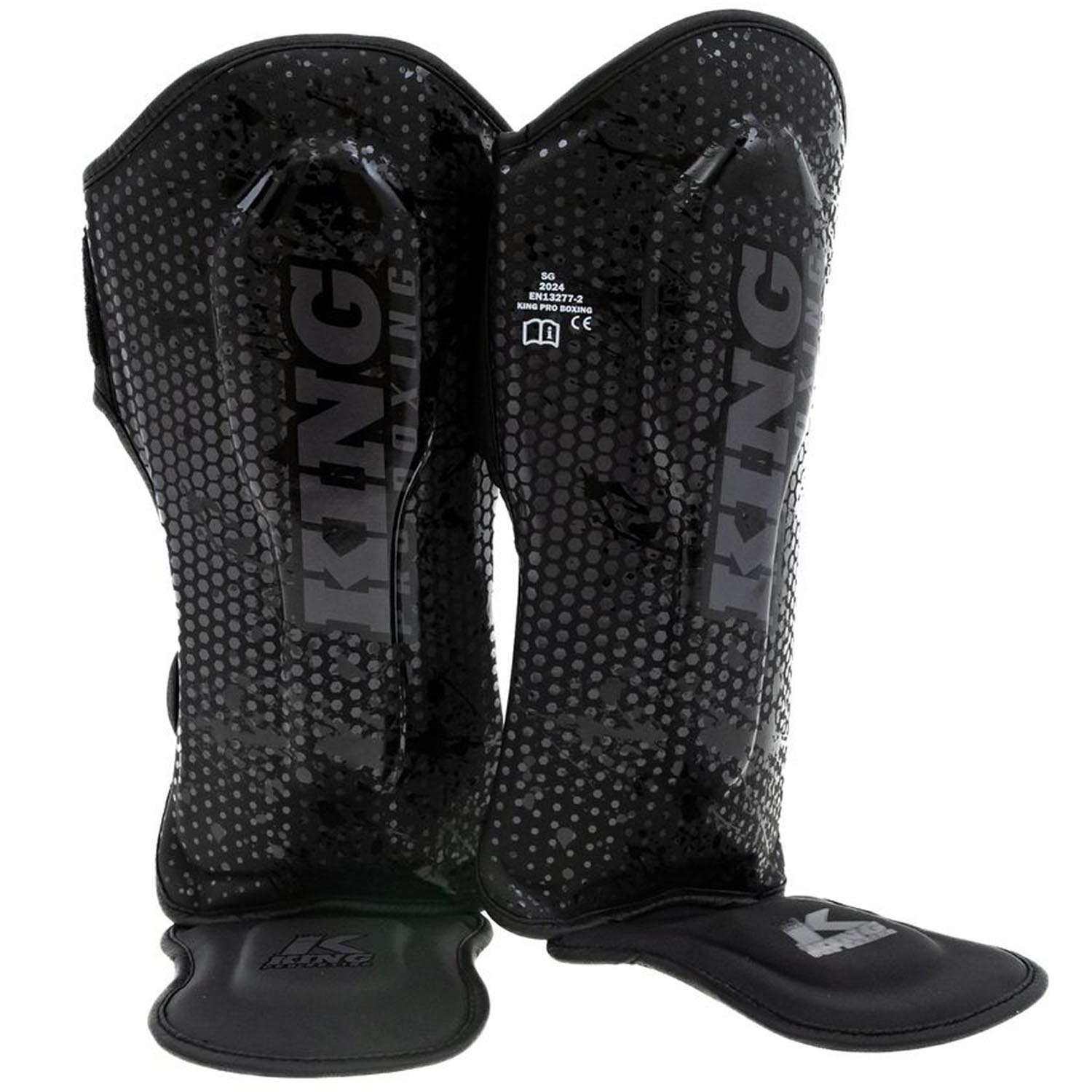 King PRO BOXING Shin Guard, Hexagon 1, black black, M