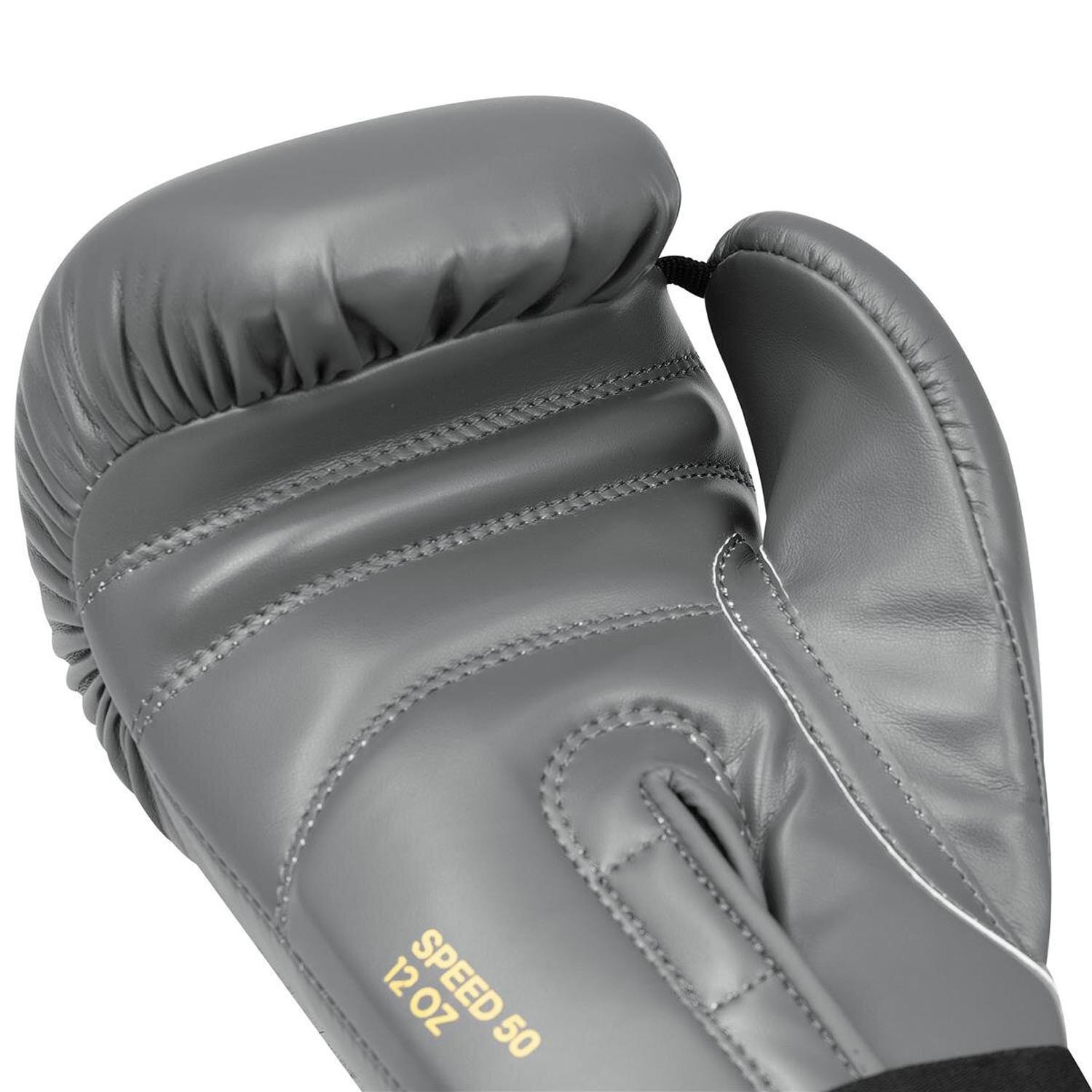 adidas Boxing Gloves, Speed 50, grey-gold, 16 Oz