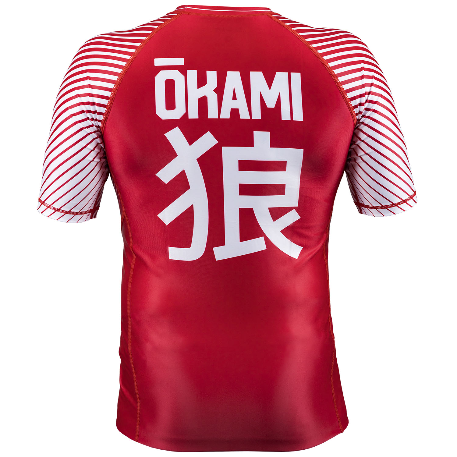 OKAMI Rashguard, S/S, Big Kanji, red, L