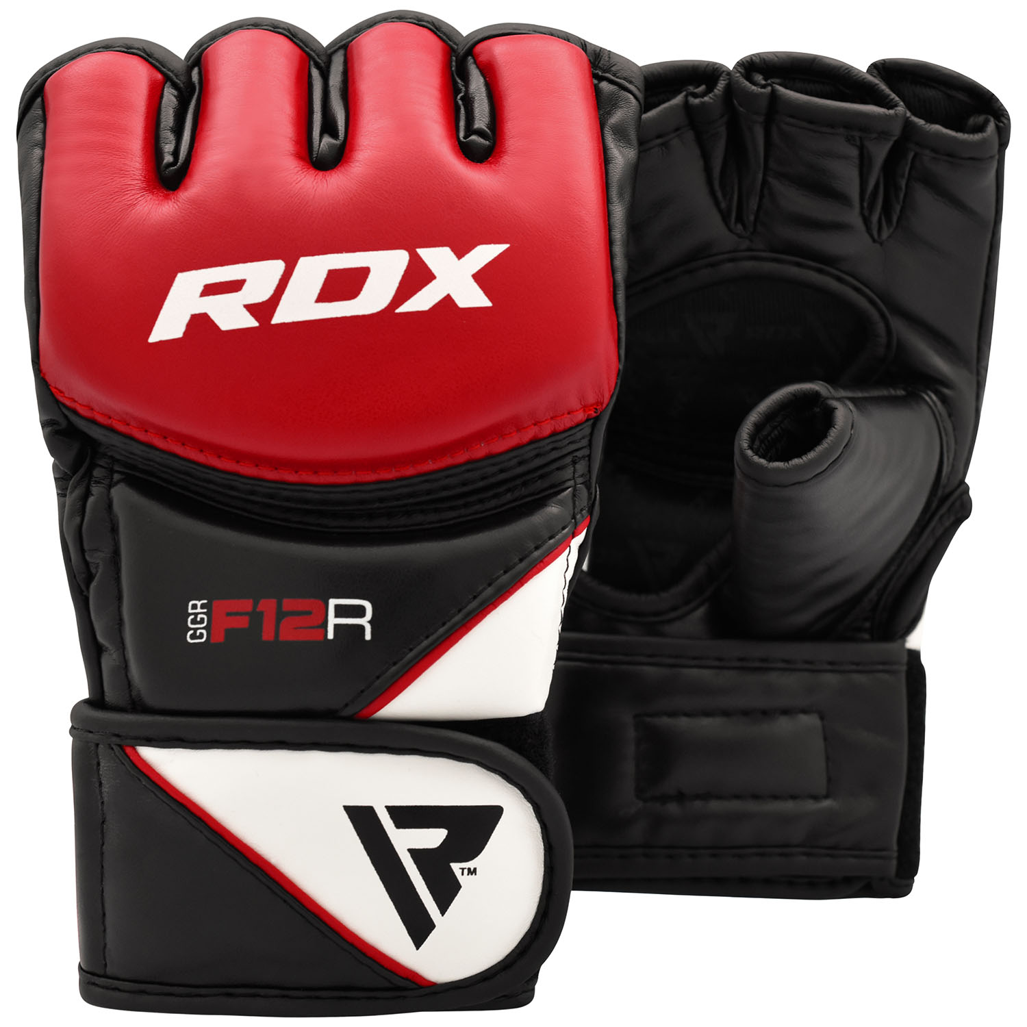 RDX MMA Boxing Gloves, New Model F12, black-red, S