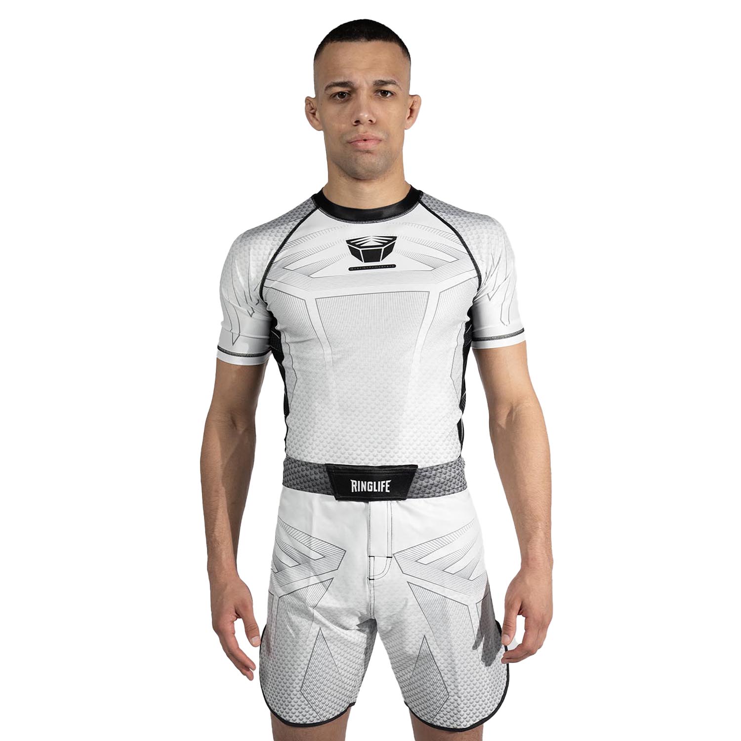 RINGLIFE Rashguard, S/S - Octaring 2.0 weiss-schwarz XL