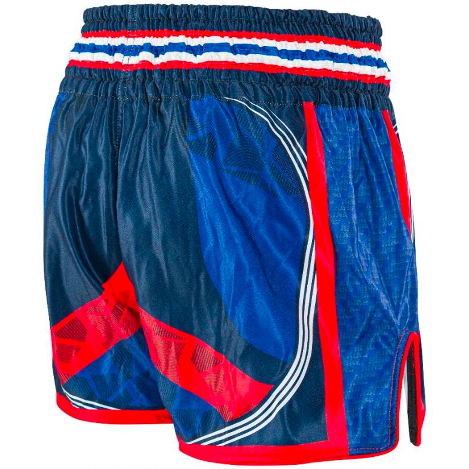 KING PRO Boxing Muay Thai Shorts, Flag 2, blue-red, S