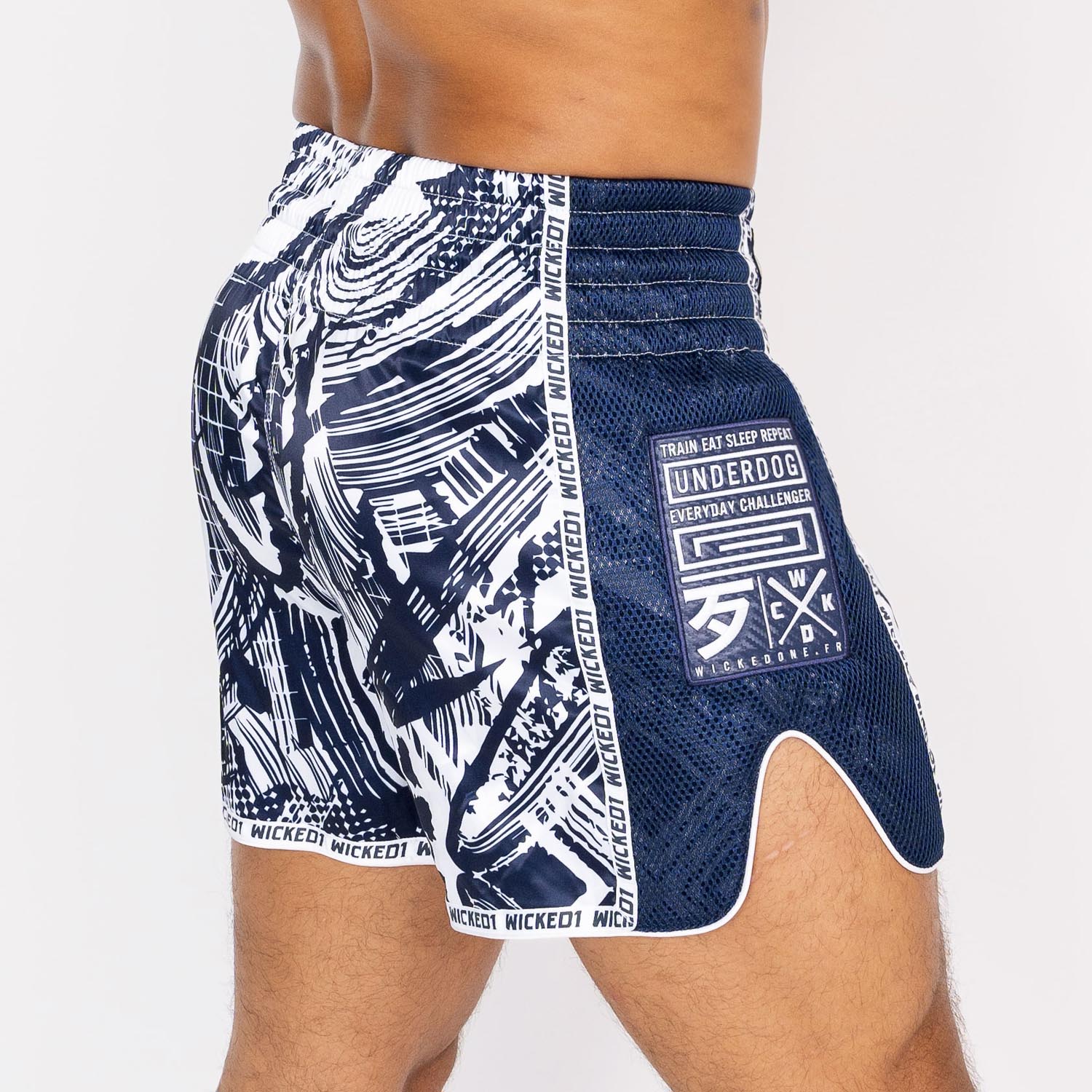 Wicked One Muay Thai Shorts, Havoc, navy-white, M