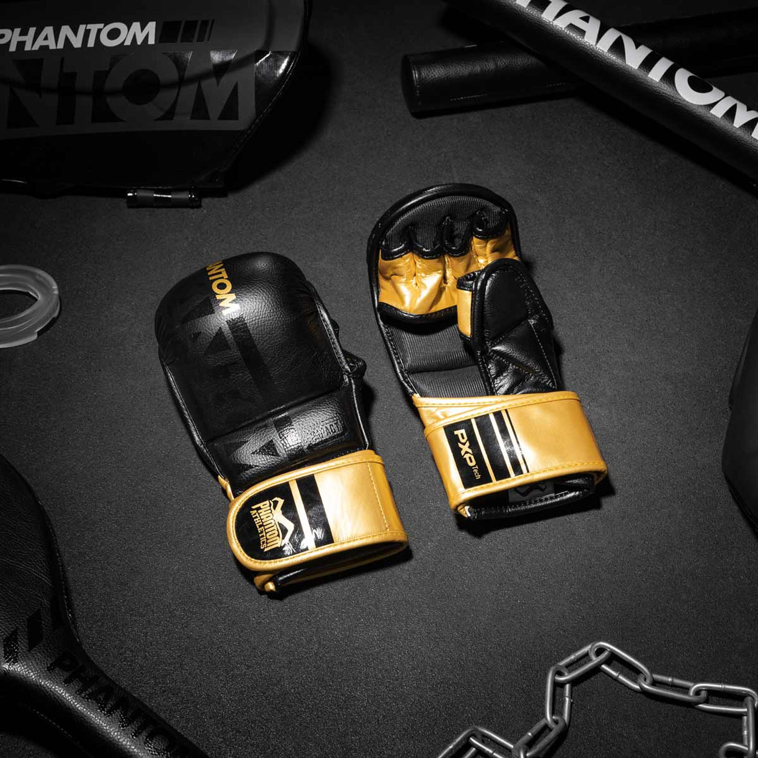 Phantom Athletics MMA Sparring Handschuhe, Apex, schwarz-gold, L/XL