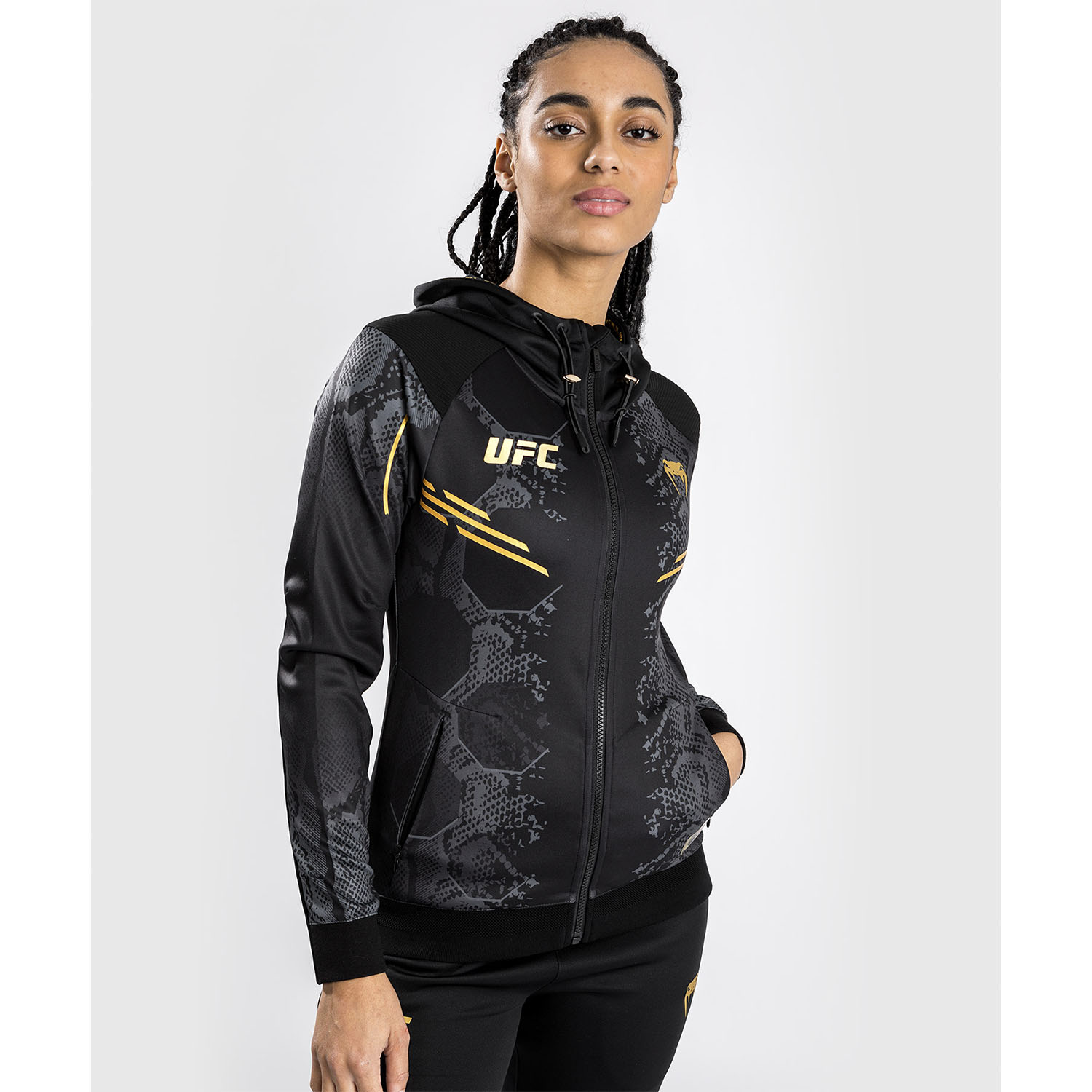 VENUM Zip Hoody, Damen, UFC Fight Night, Adrenaline, schwarz-gold, XS