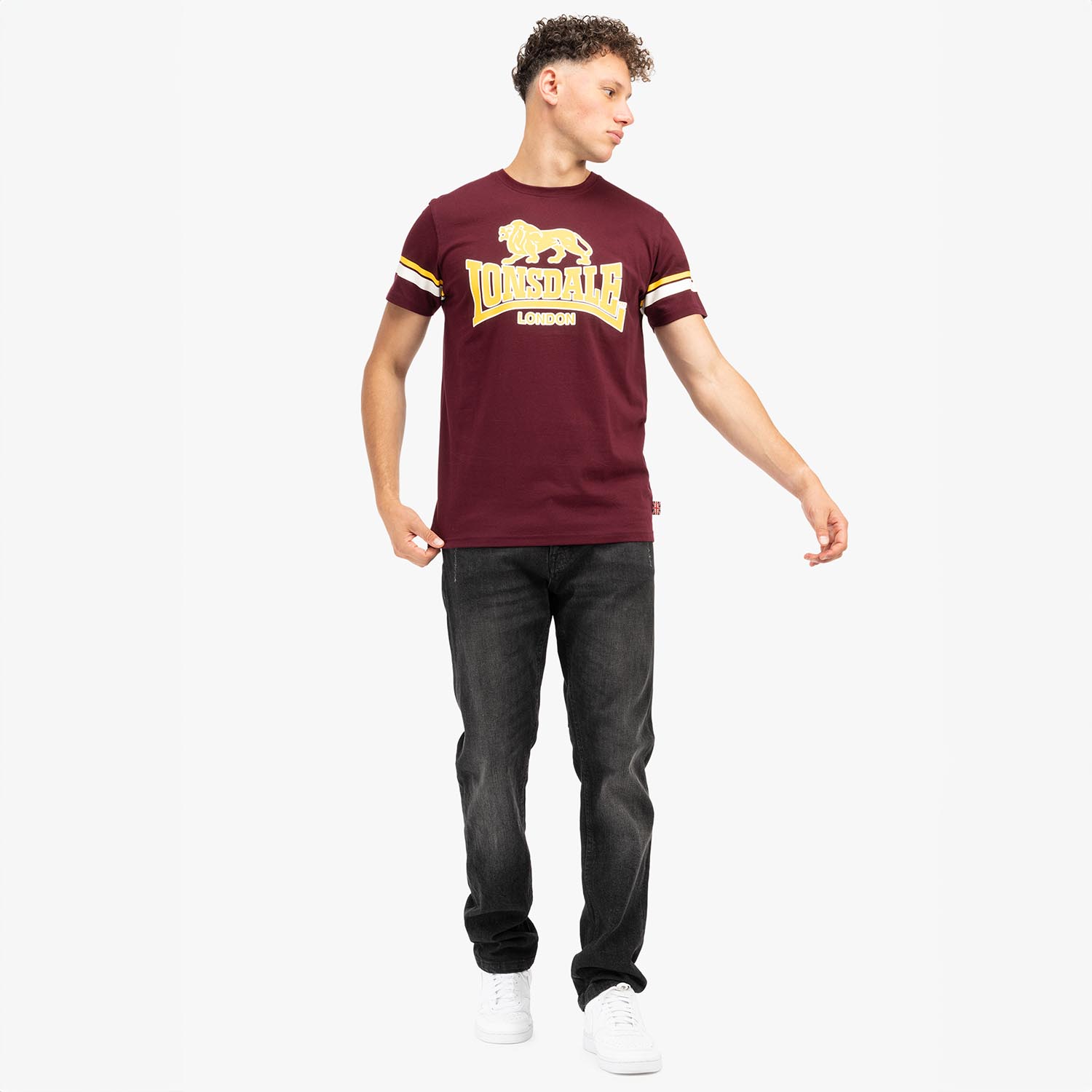 Lonsdale T-Shirt, Methley, winered-yellow-white, L