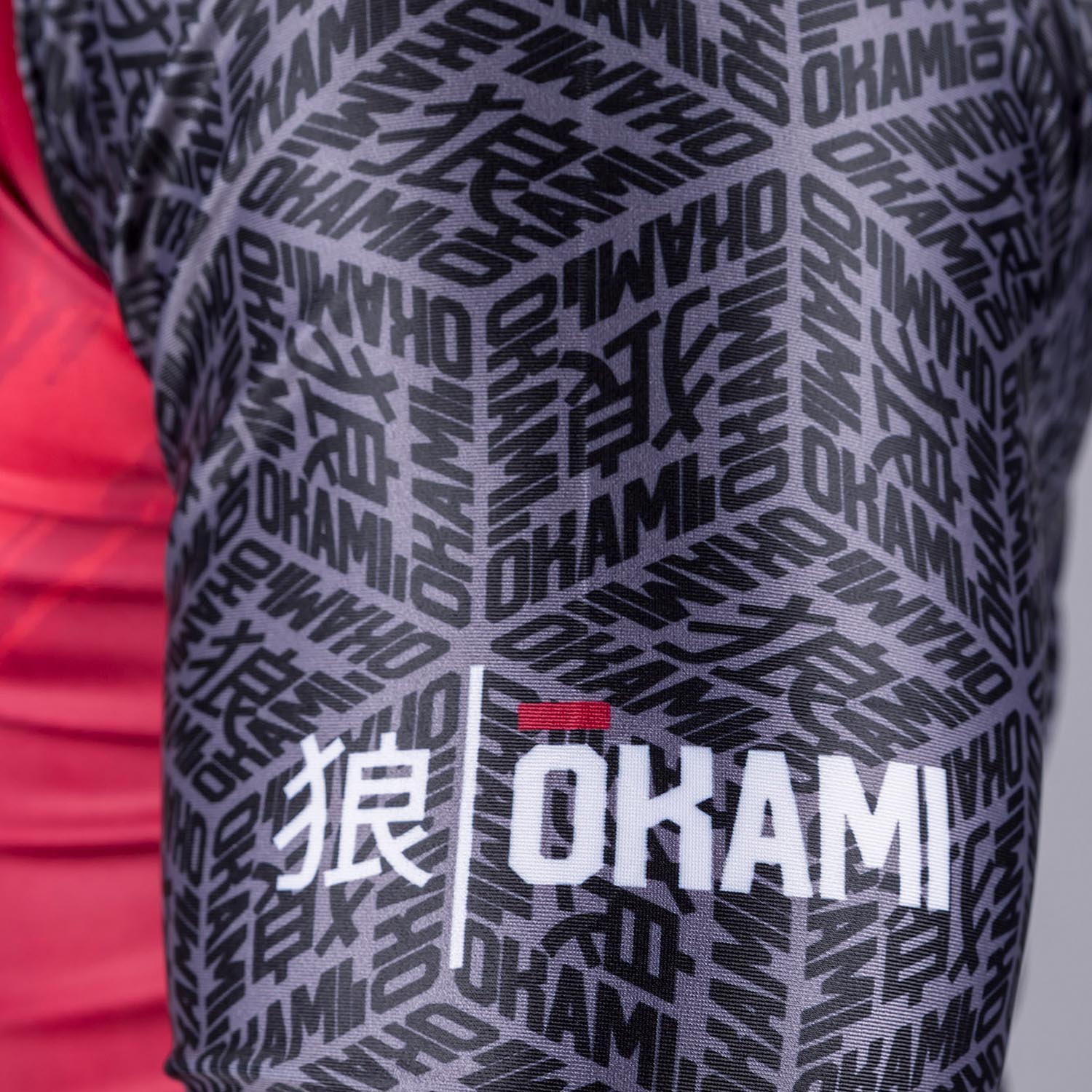 OKAMI Rashguard, S/S, Cube, rot-grey-white, XL