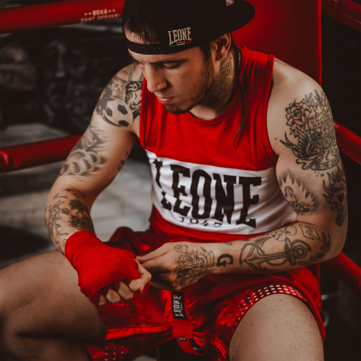 LEONE Boxing Top, Singlet, Shock, AB224, rot, S