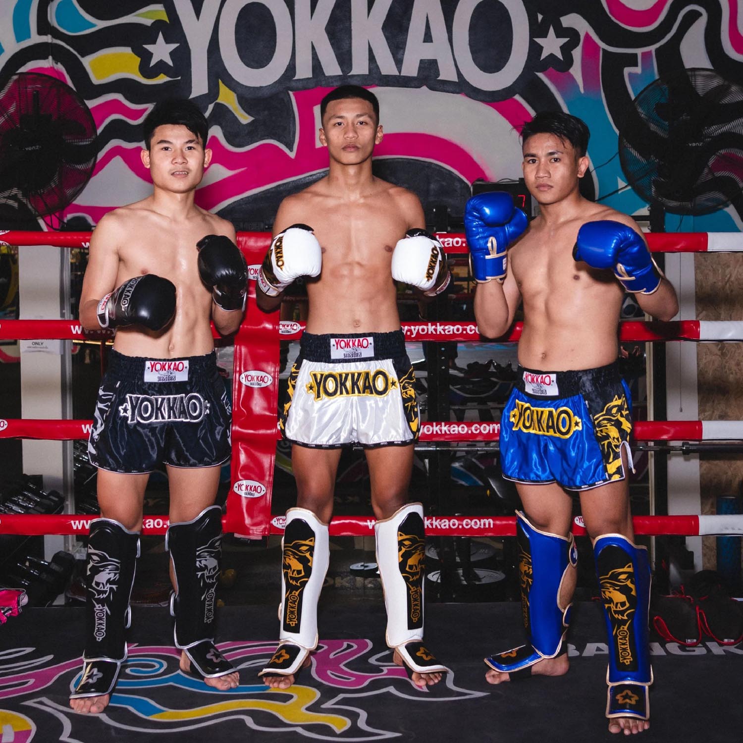 YOKKAO Muay Thai Shorts, original, silver-black, XXL