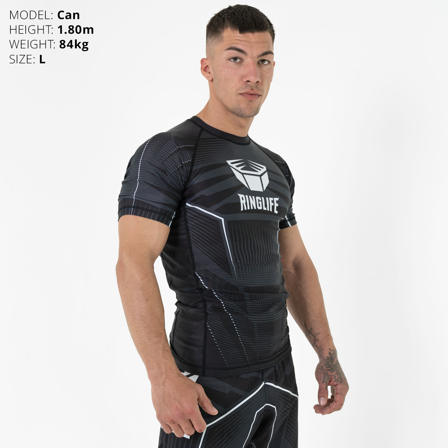 RINGLIFE Rashguard, S/S - Octaring schwarz-weiss XXL