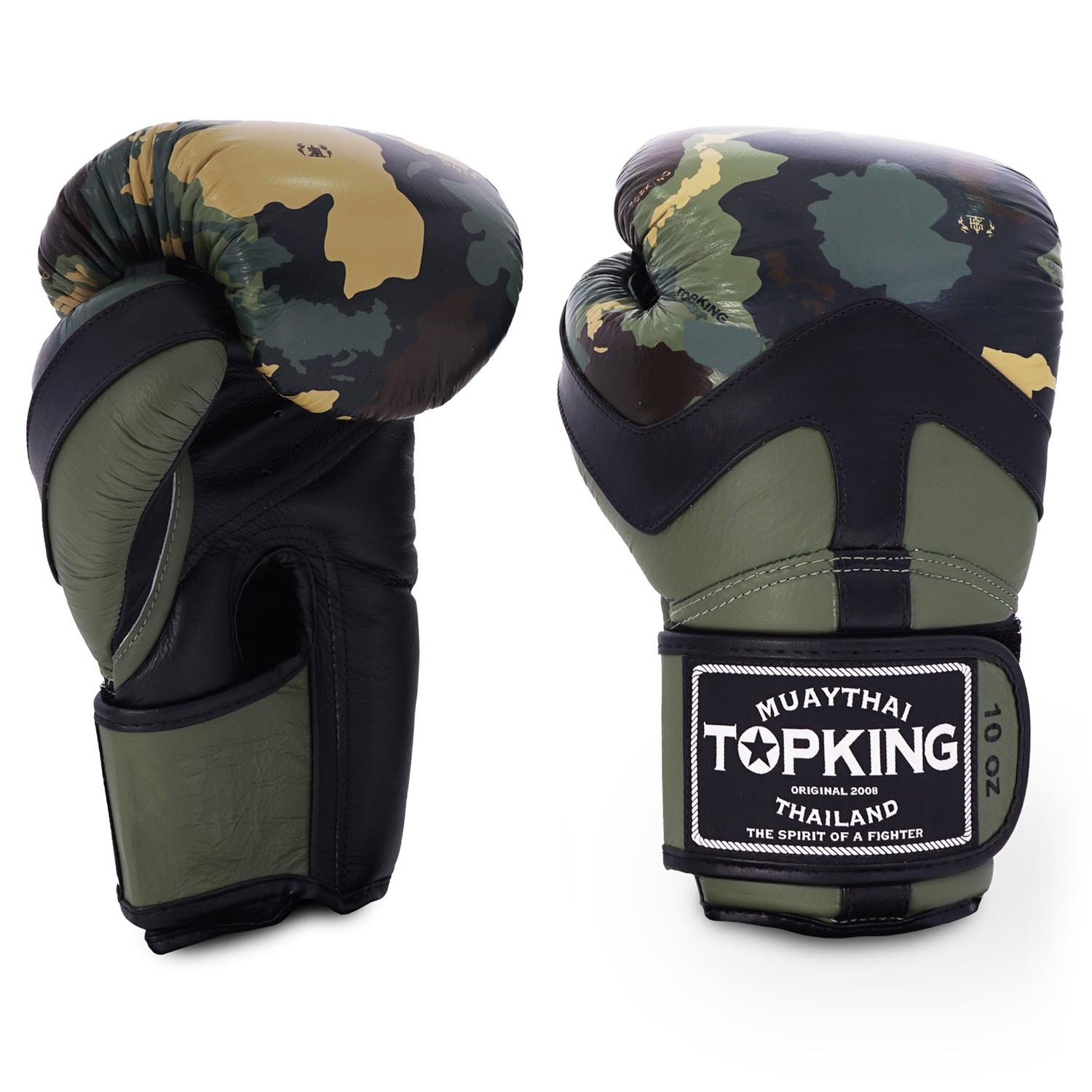 TOP KING BOXING Boxing Gloves, Camouflage, green, 16 Oz