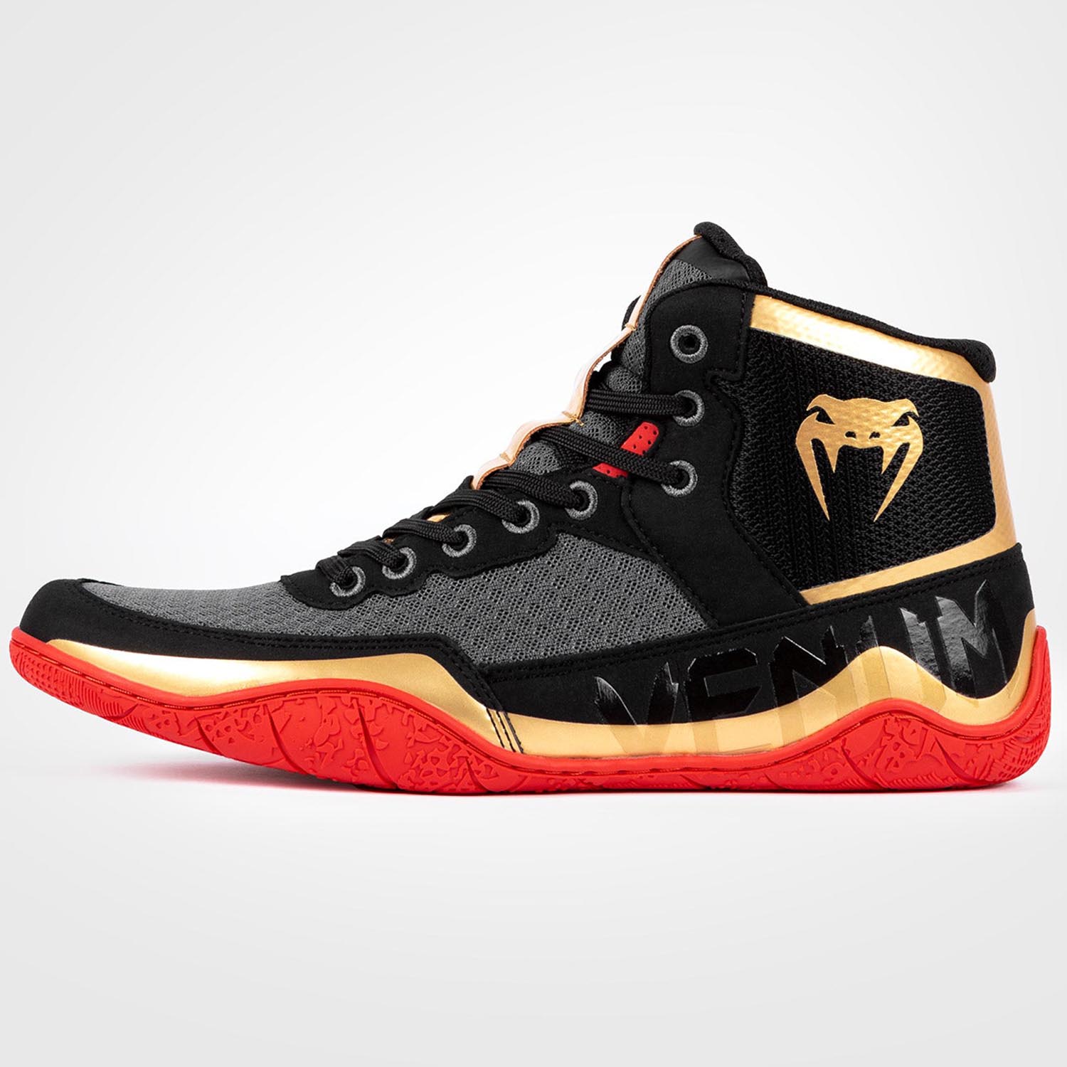 VENUM Wrestling Shoes, Elite, black-gold-red, 42.5