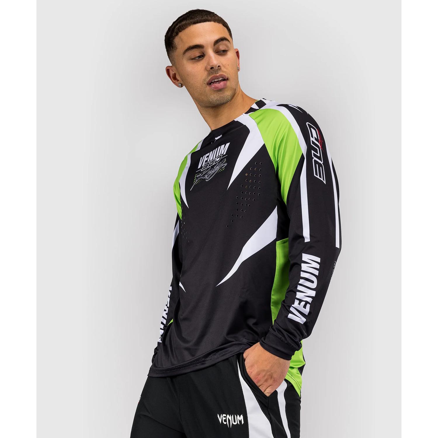 VENUM Dry Tech Shirt, L/S, Bud Racing, black-white-green, XXL