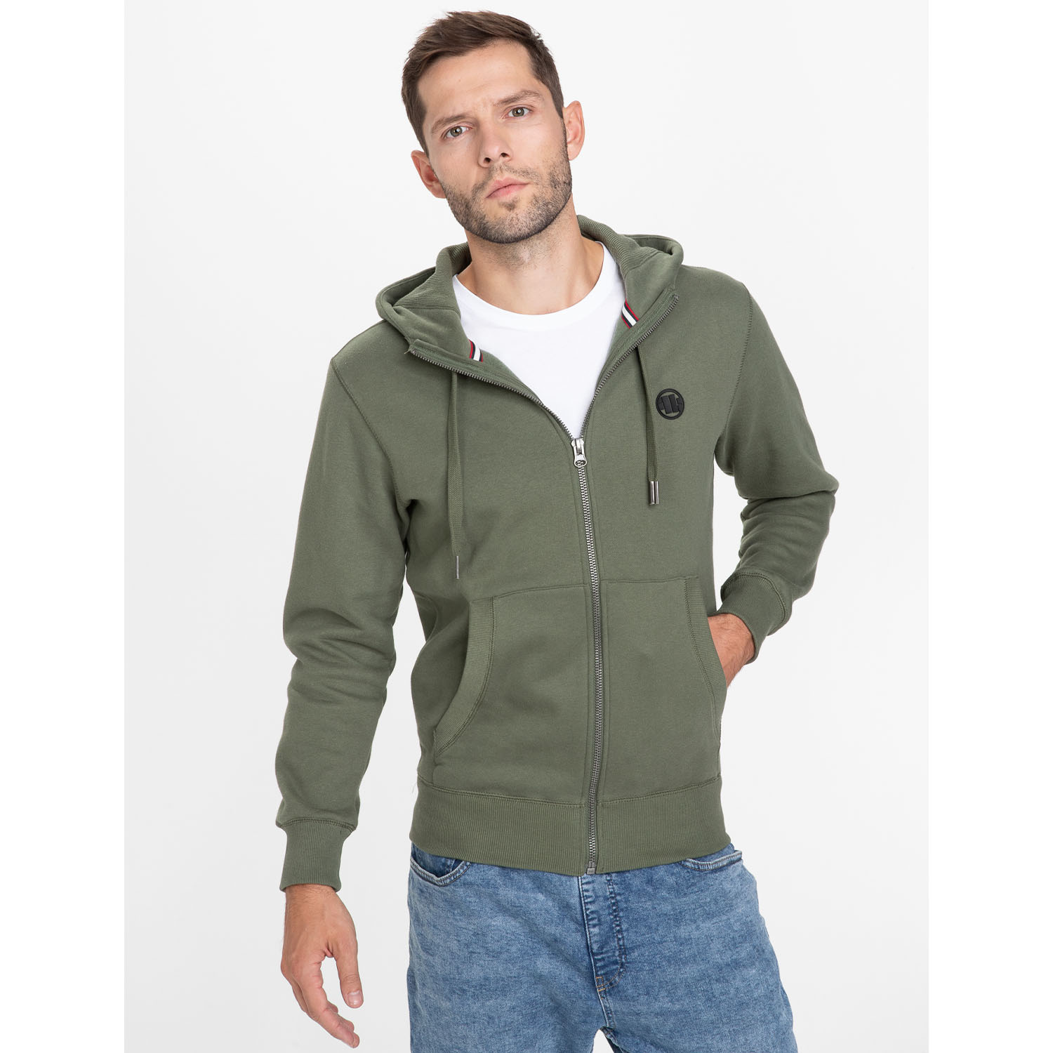 Pit Bull West Coast Zip Hoody, Small Logo, olive, L
