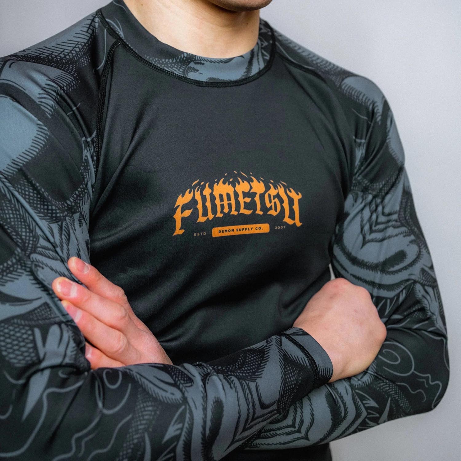 Fumetsu Rashguard, L/S, Oni, black-bronze, XXL